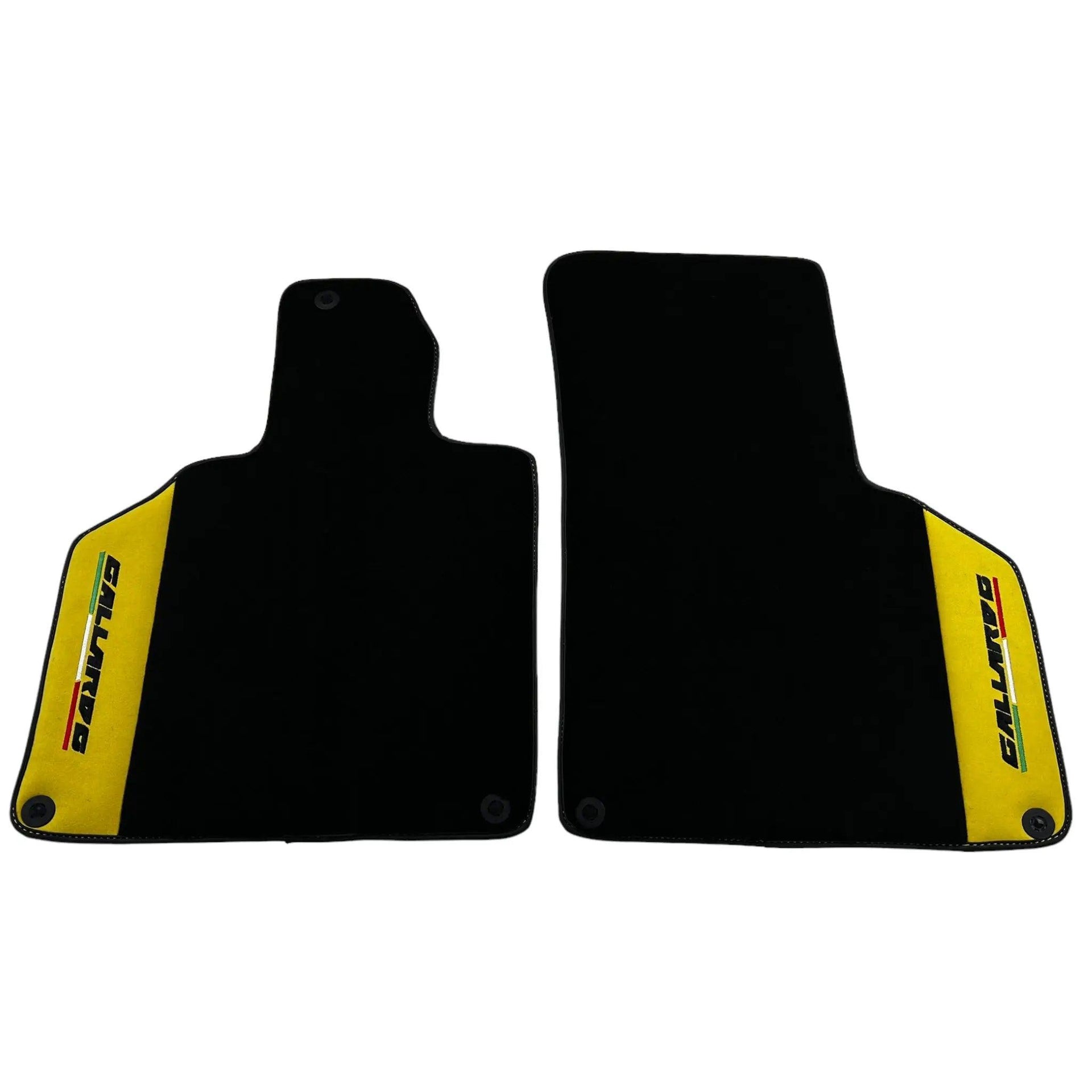 Black Floor Mats for Lamborghini Gallardo With Yellow Alcantara Leather - AutoWin