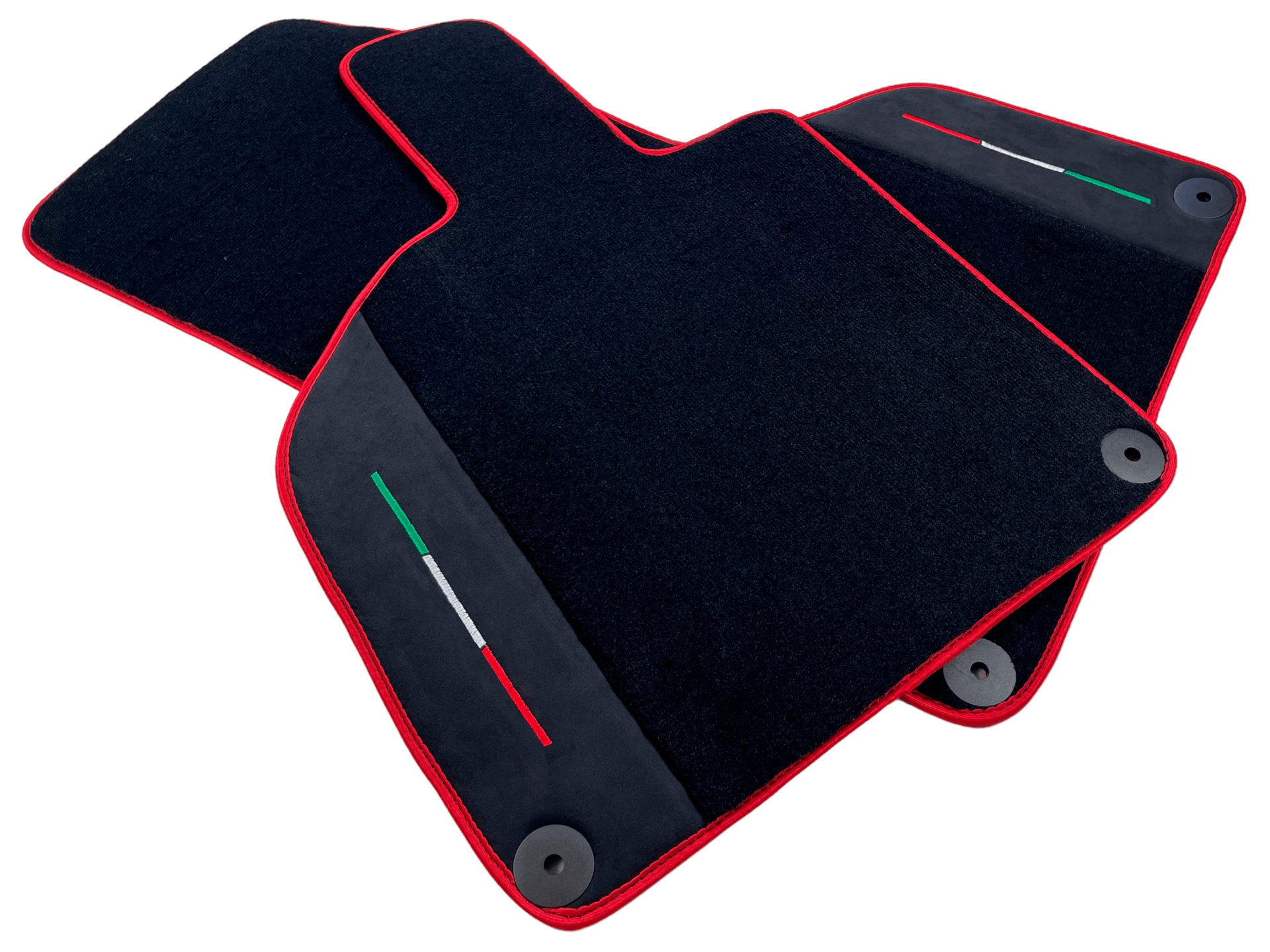 Custom Black Floor Mats for Lamborghini Huracan with Alcantara Leather And Red Trim