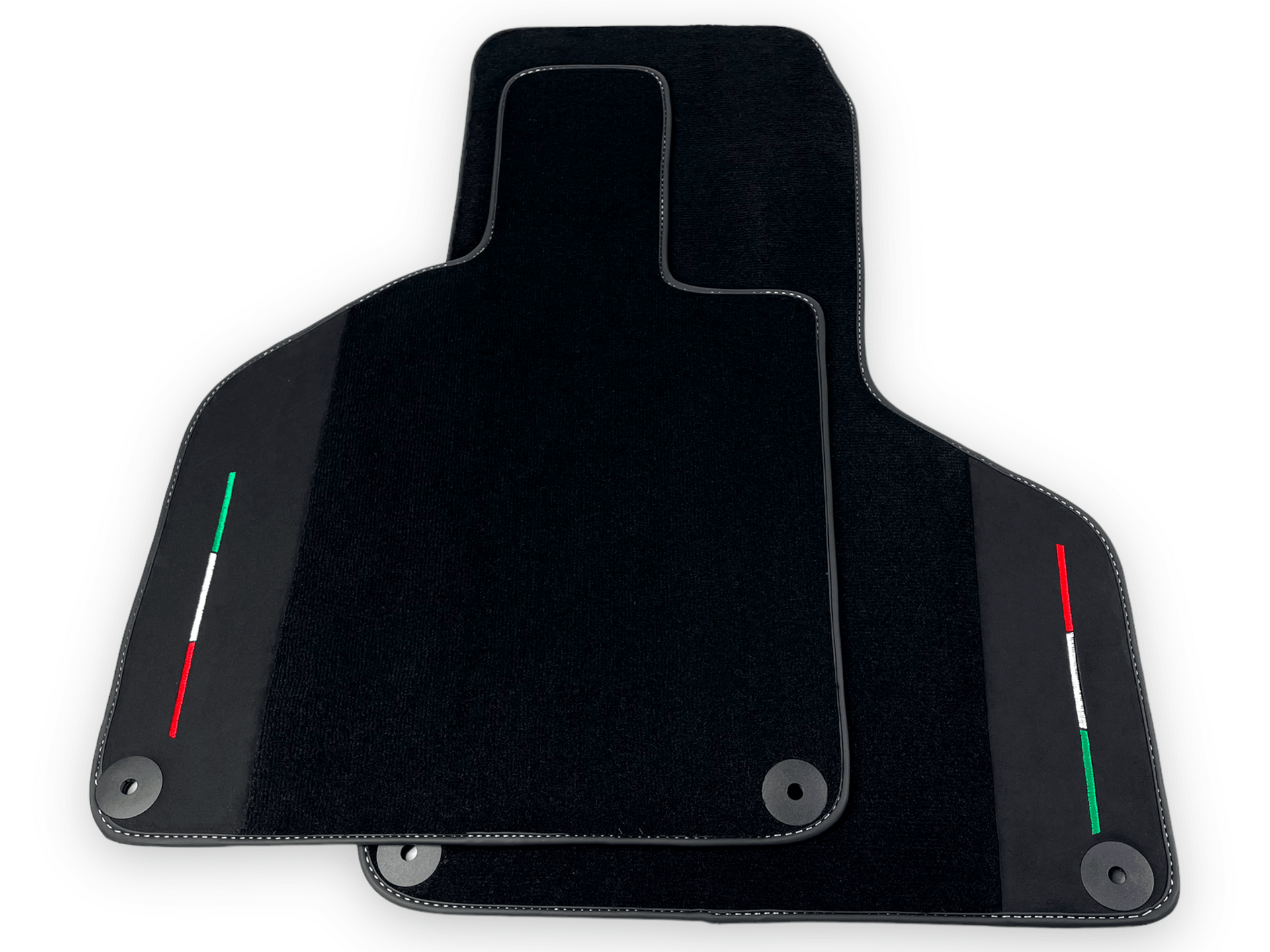 Black Carpet Floor Mats for Lamborghini Huracan with Alcantara Leather | Italian Flag