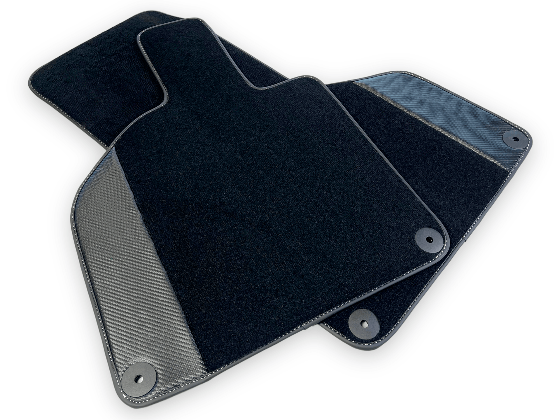 Custom Black Floor Mats for Lamborghini Huracan with Carbon Fiber Leather