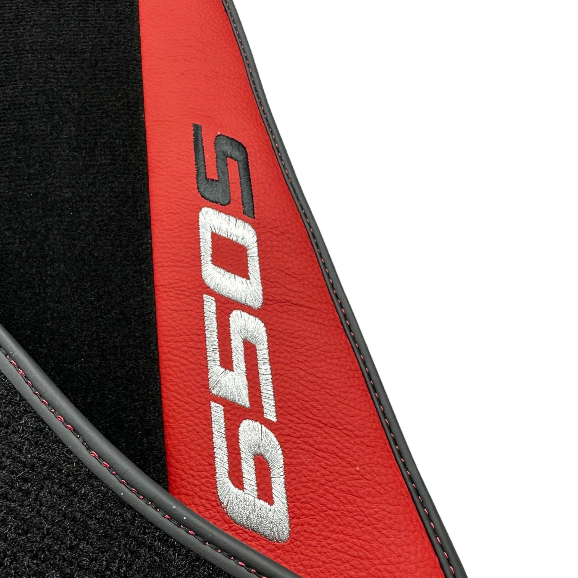 Black Floor Mats For McLaren 650S Black Tailored With Red Leather - AutoWin