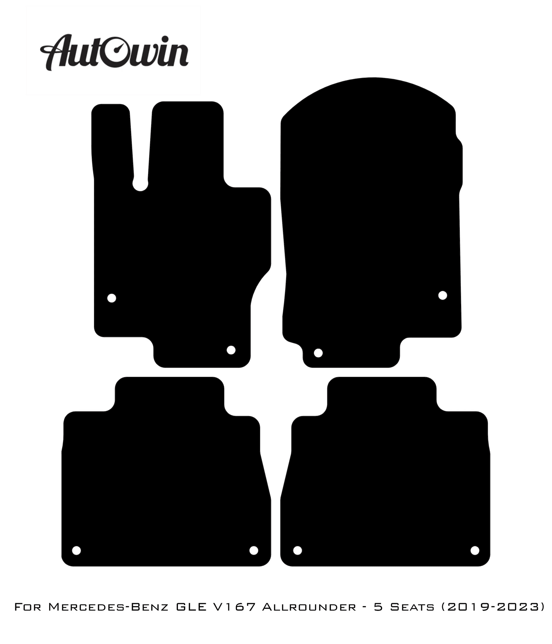 Black Floor Mats For Mercedes Benz GLE-Class V167 Allrounder - 5 Seats (2019-2023) | Limited Edition - AutoWin