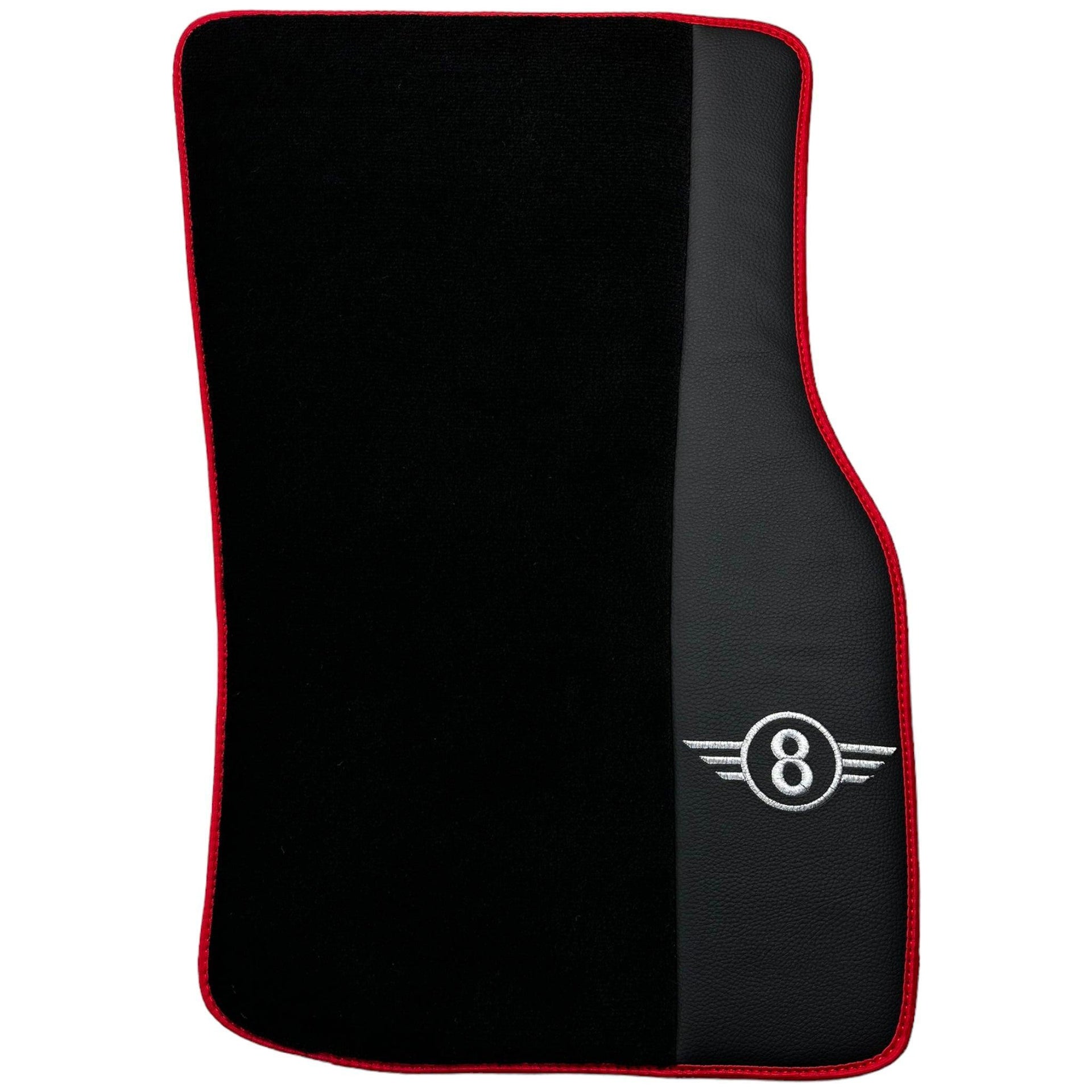 Black Floor Mats for Mini Cabrio R52 Convertible (2004-2009) With Leather | Red Trim - AutoWin