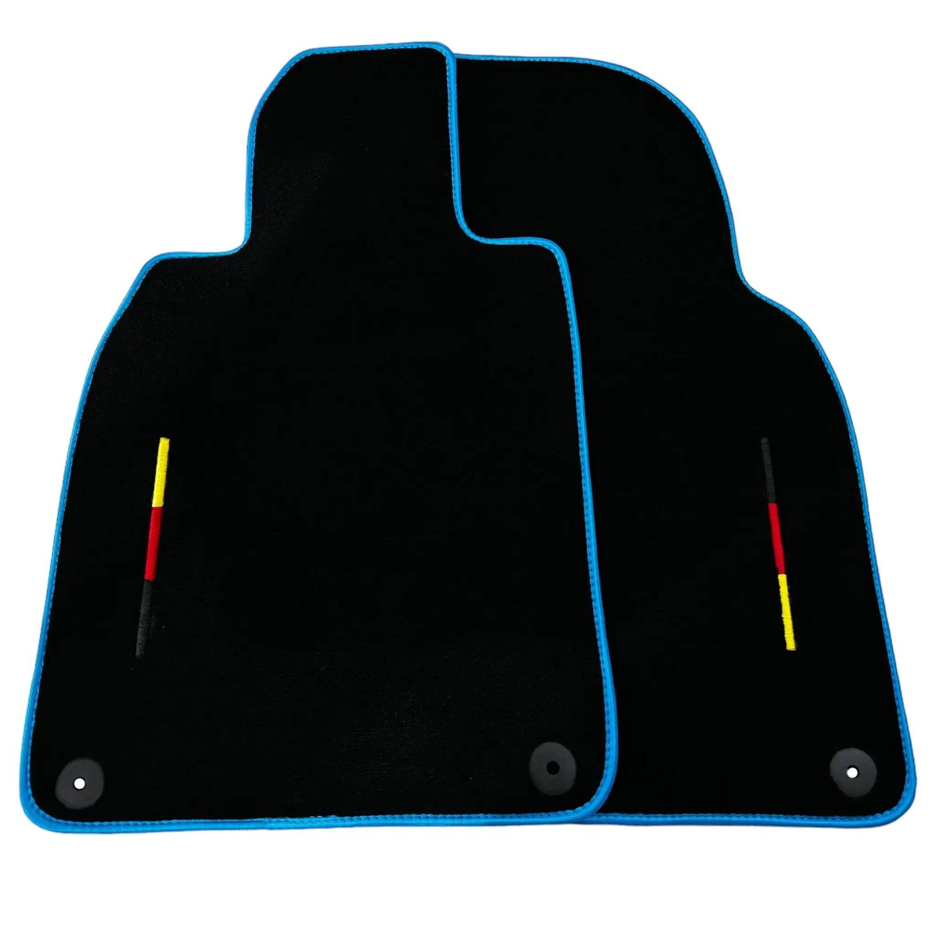Black Floor Mats for Porsche 911 - 992 (2019-2024) with Blue Trim - AutoWin