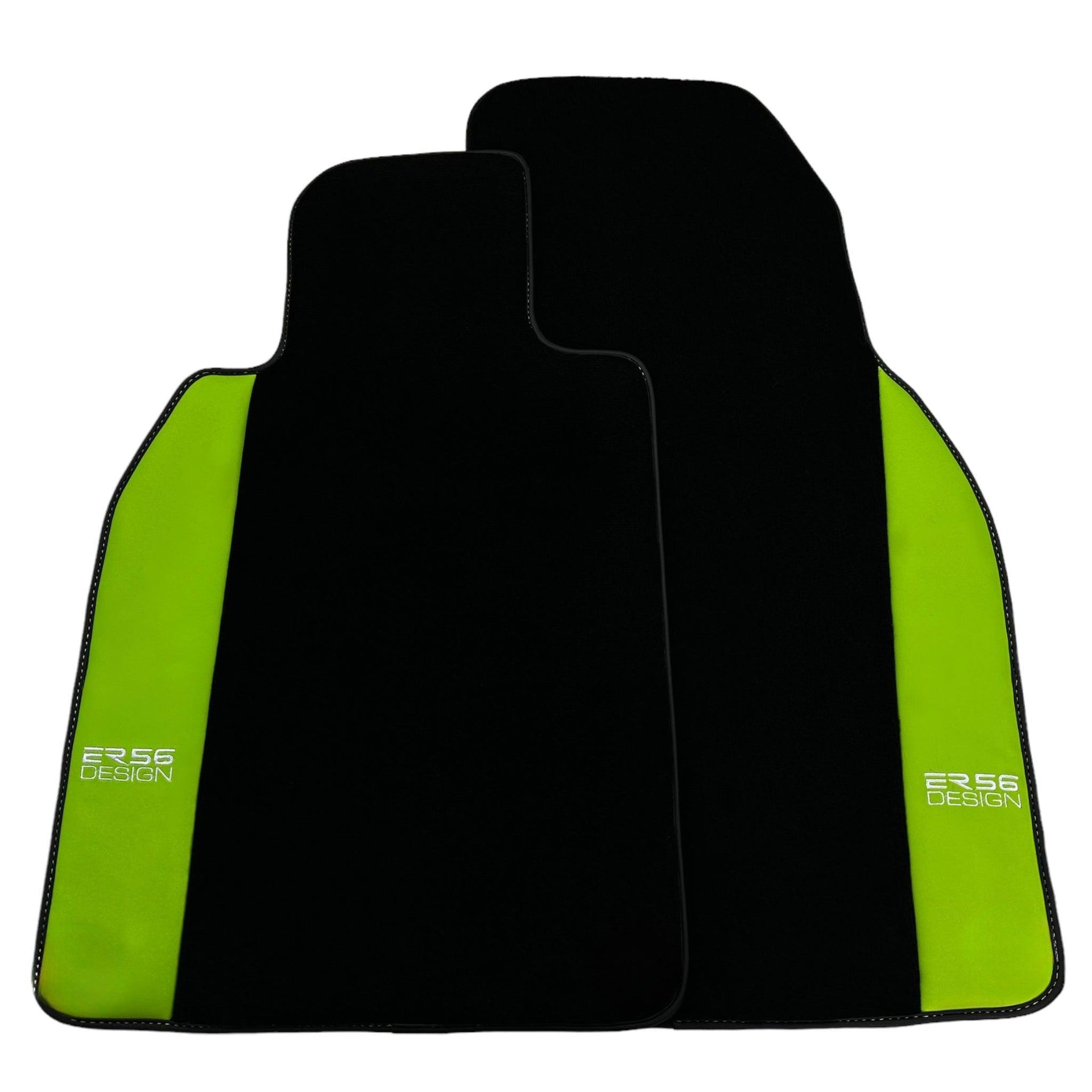 Black Floor Mats for Porsche 981 Cayman (2012–2016) with Green Leather ER56 Design - AutoWin