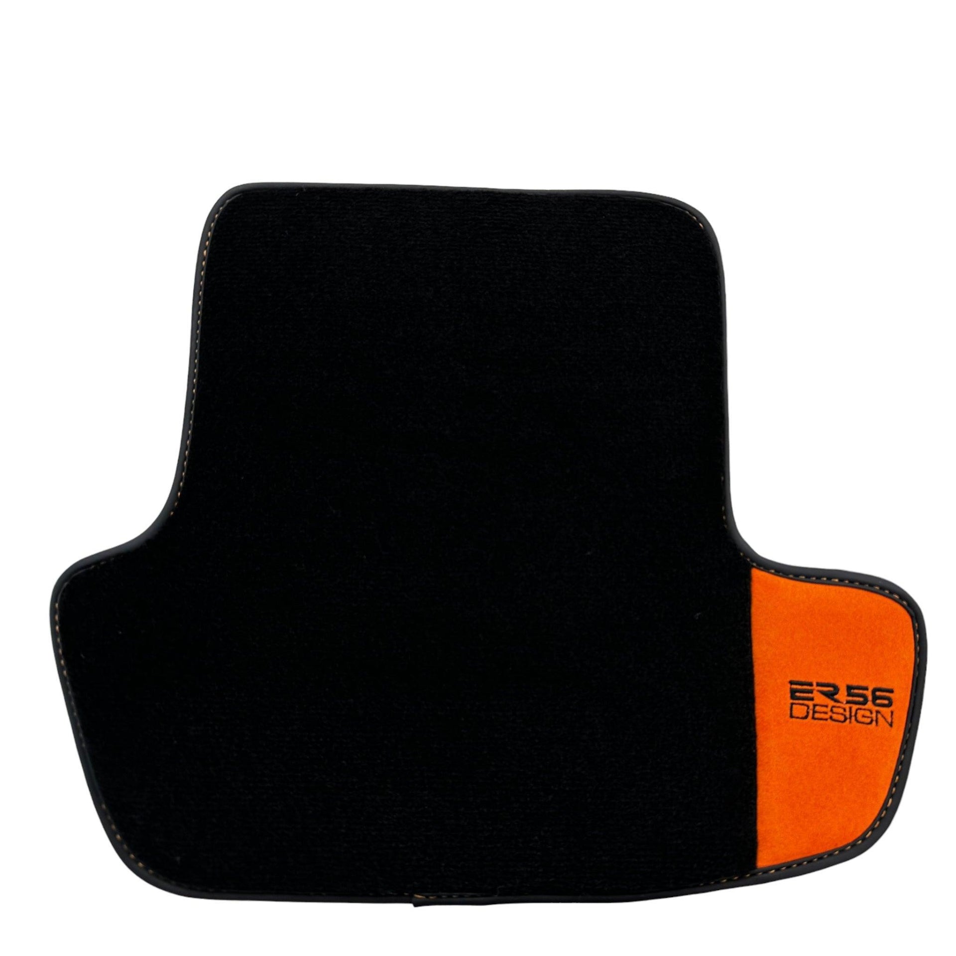 Black Floor Mats for Porsche Cayenne (2018-2023) with Orange Alcantara Leather ER56 Design - AutoWin