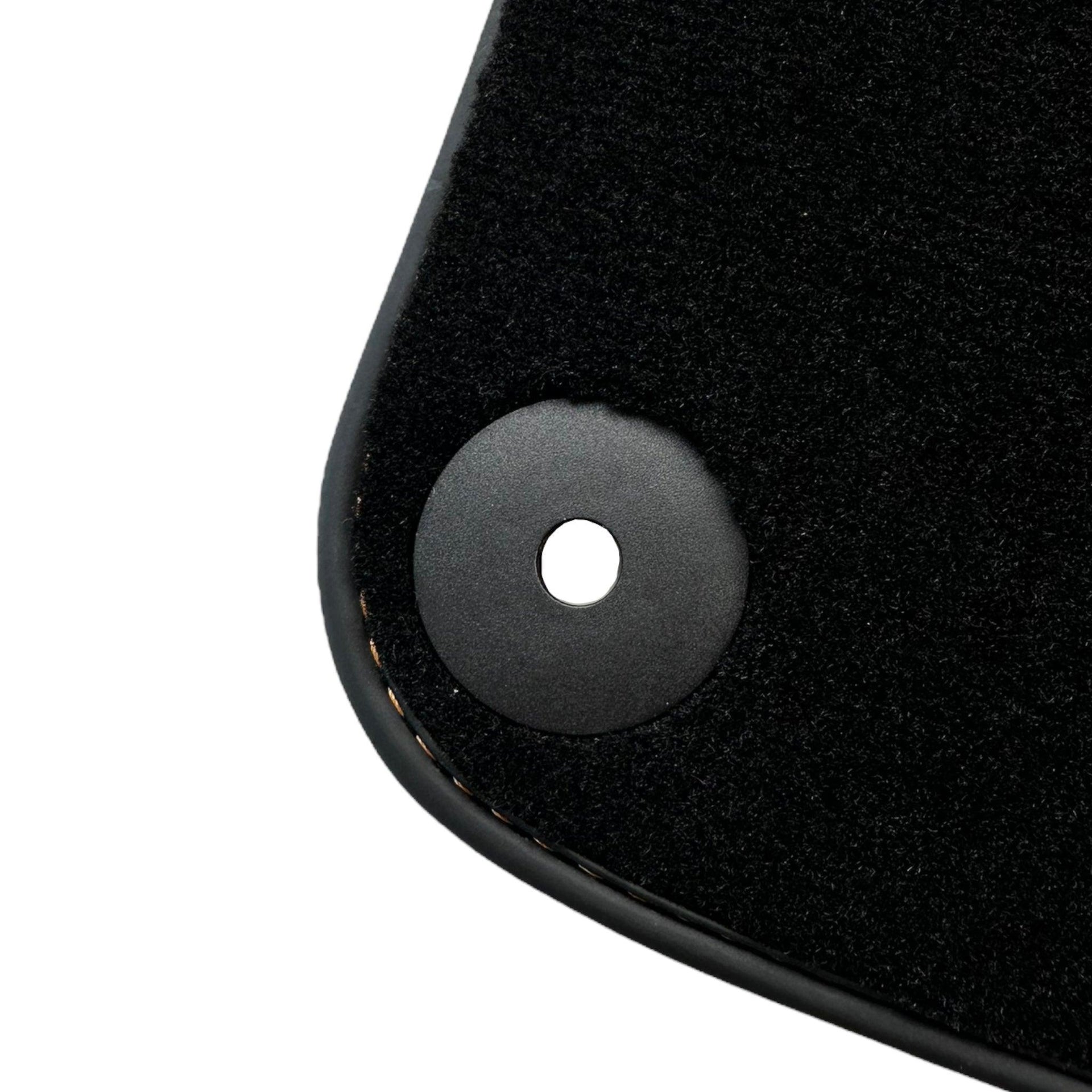 Black Floor Mats for Porsche Panamera (2017-2023) with Orange Alcantara Leather ER56 Design - AutoWin