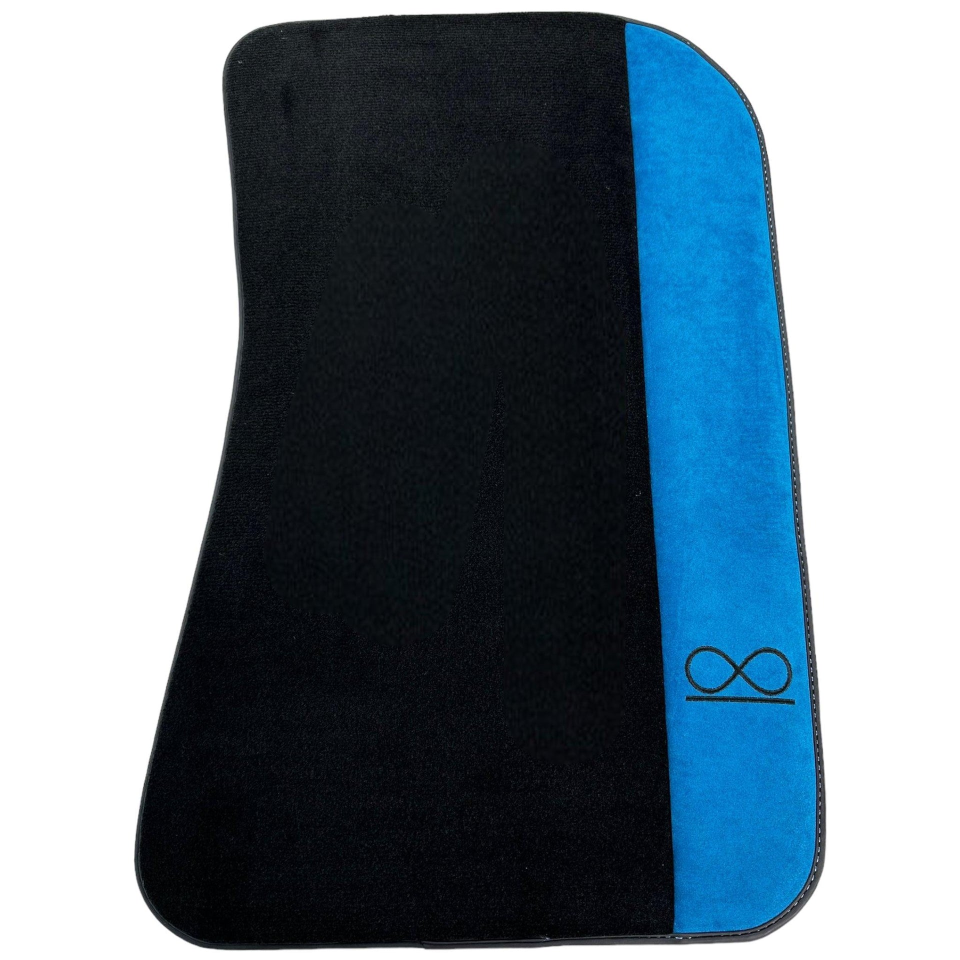 Black Floor Mats For Rolls Royce Black Badge Cullinan Blue Alcantara Leather - AutoWin
