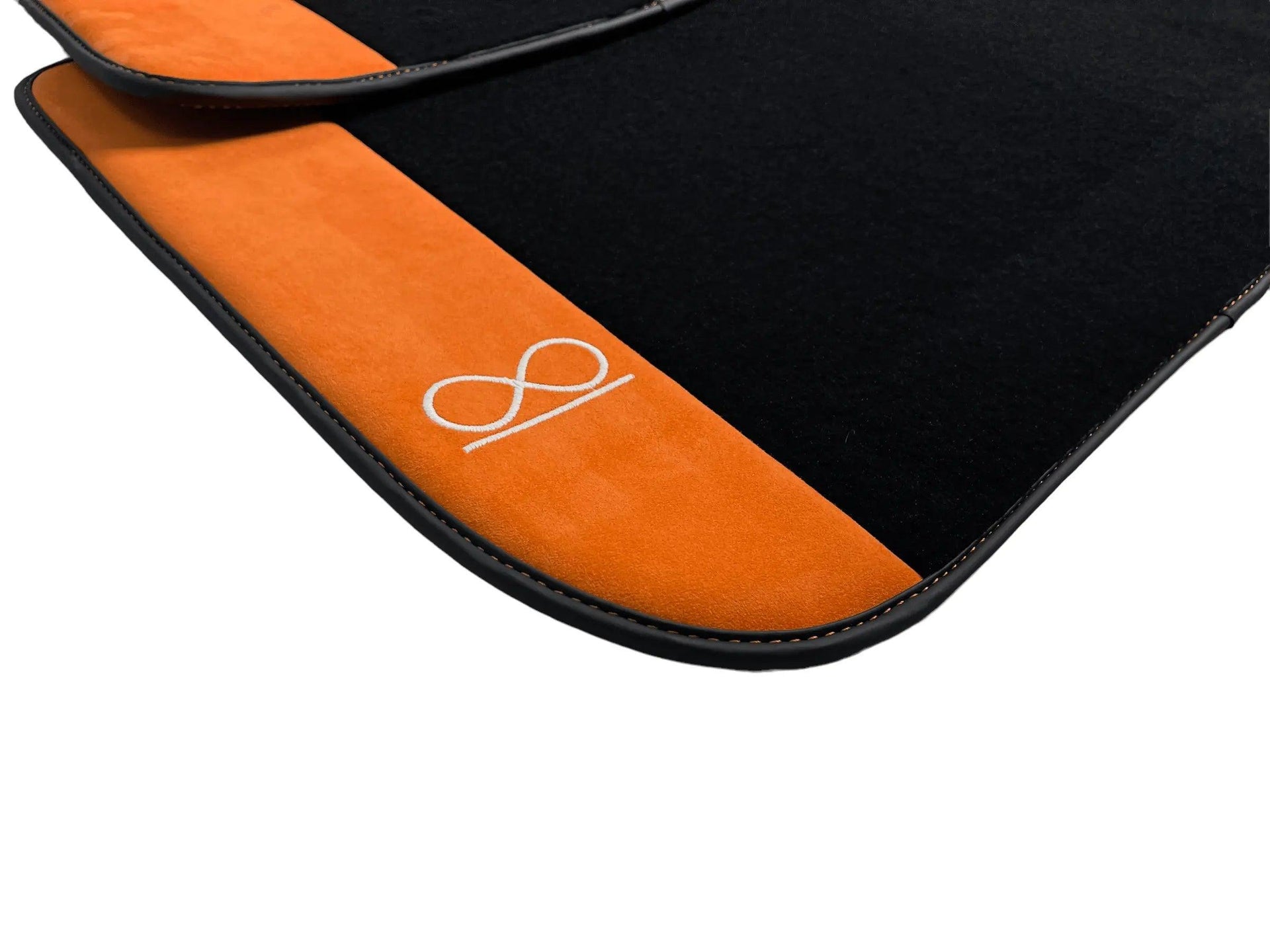 Black Floor Mats For Rolls Royce Black Badge Wraith Orange Alcantara - AutoWin