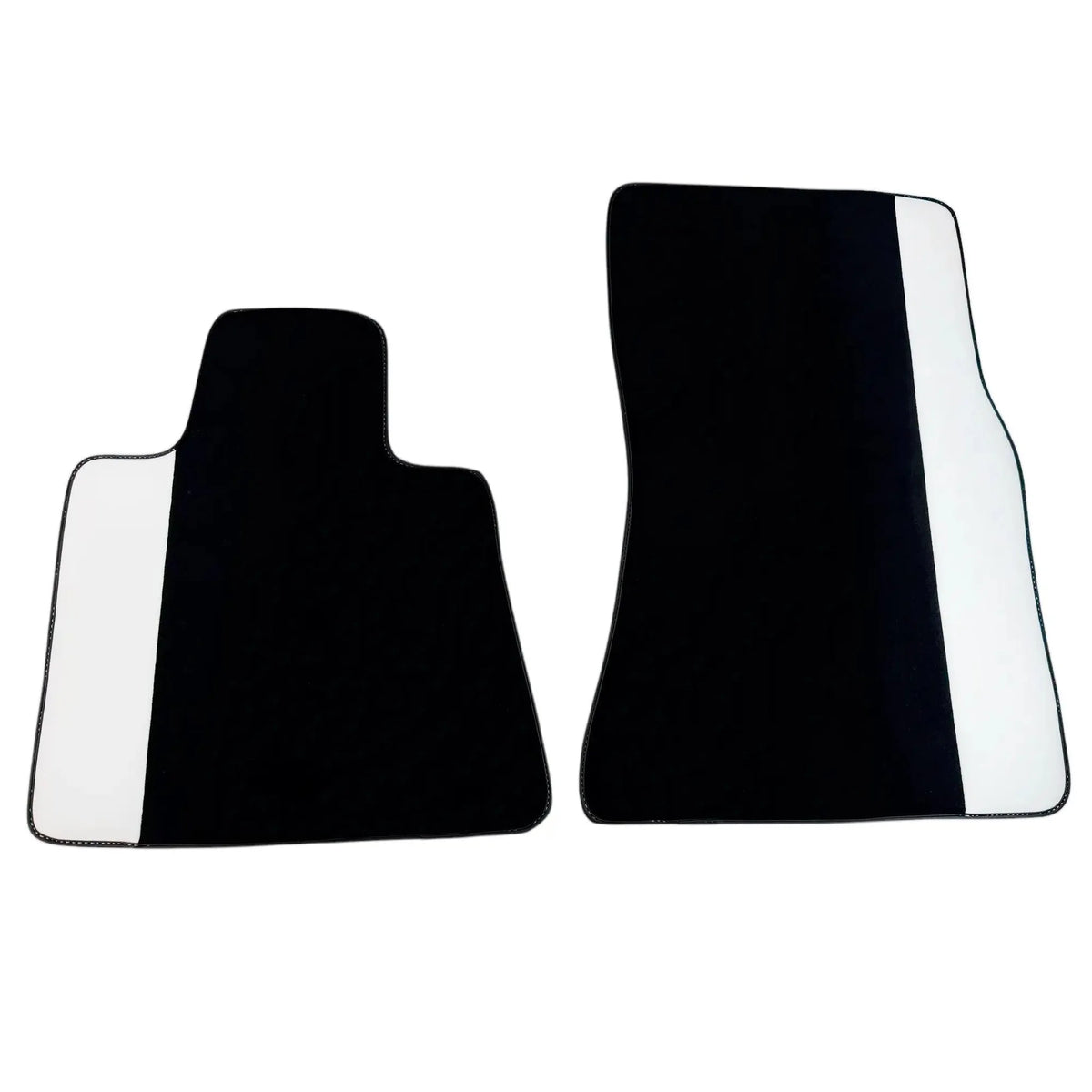 Black Floor Mats for Rolls Royce Ghost Series I (2010–2020) with White Leather