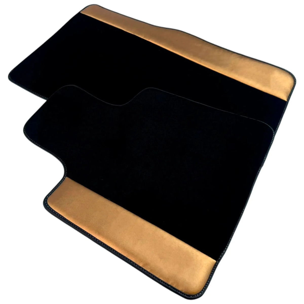 Black Floor Mats for Rolls Royce Ghost Series II (2021-2024) with Golden Leather