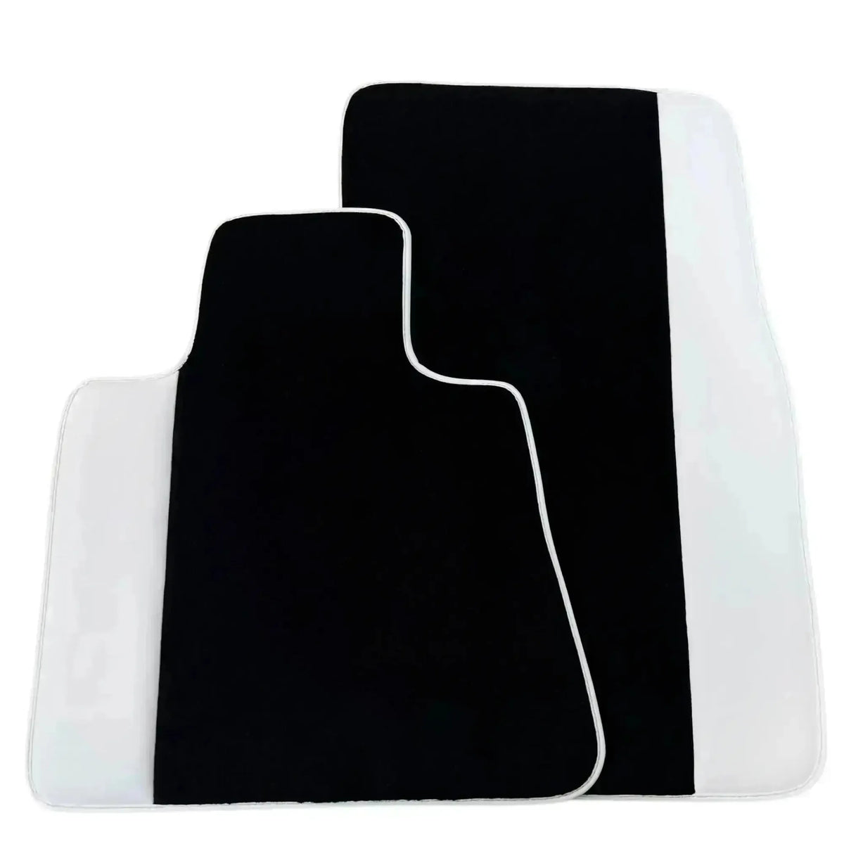 Black Floor Mats for Rolls Royce Ghost Series II (2021-2024) with White Leather | White Trim