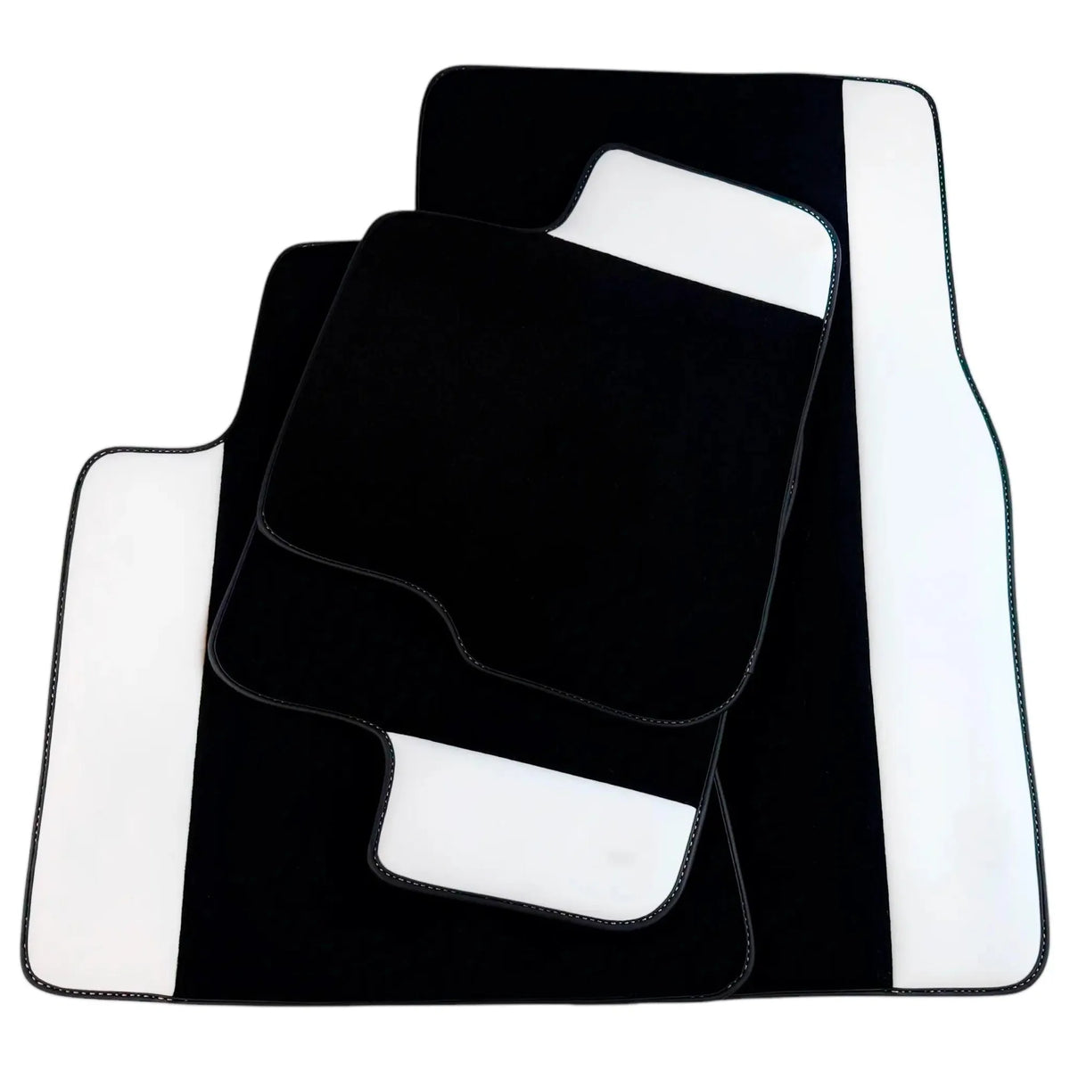 Black Floor Mats for Rolls Royce Phantom Drophead Coupe (2007-2016) with White Leather
