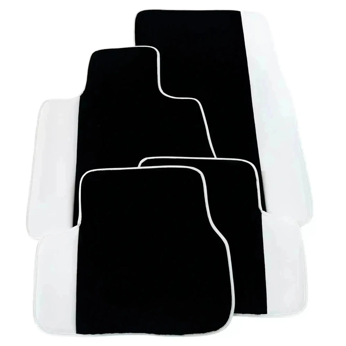 Black Floor Mats for Rolls Royce Phantom VIII 2017-2024 with White Leather | White Trim
