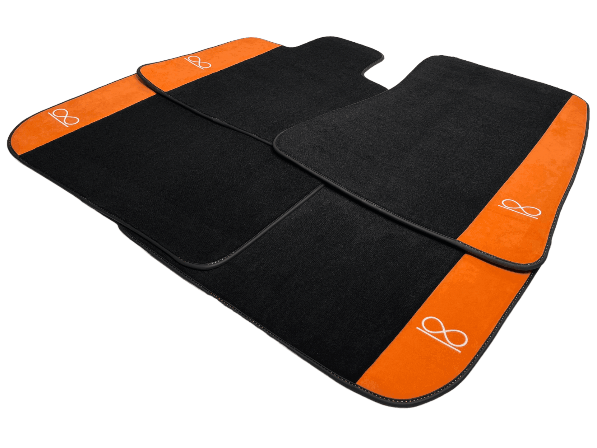 Black Floor Mats For Rolls Royce Spectre (2023-2024) Orange Alcantara Leather - AutoWin