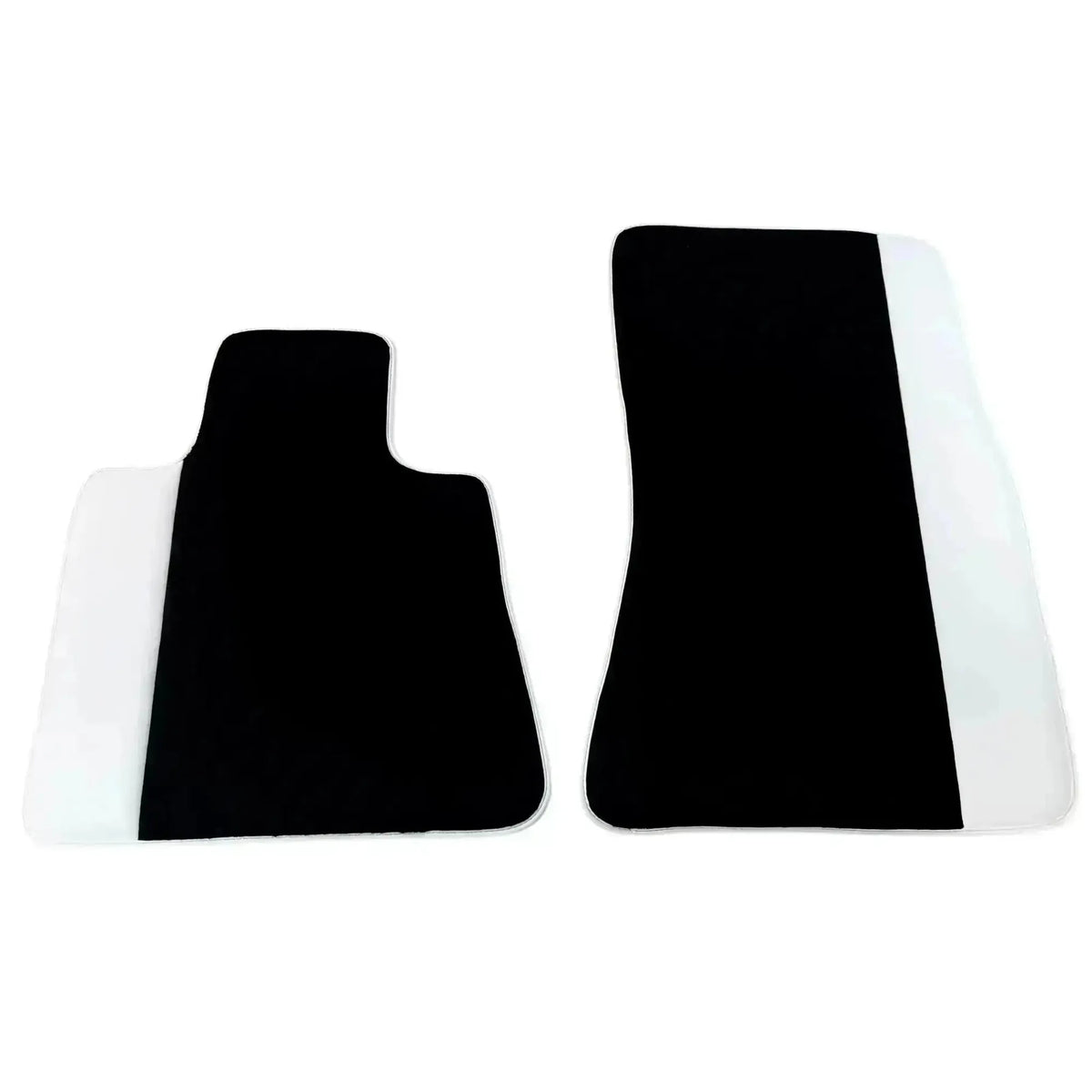 Black Floor Mats for Rolls Royce Wraith (2013-2023) with White Leather | White Trim