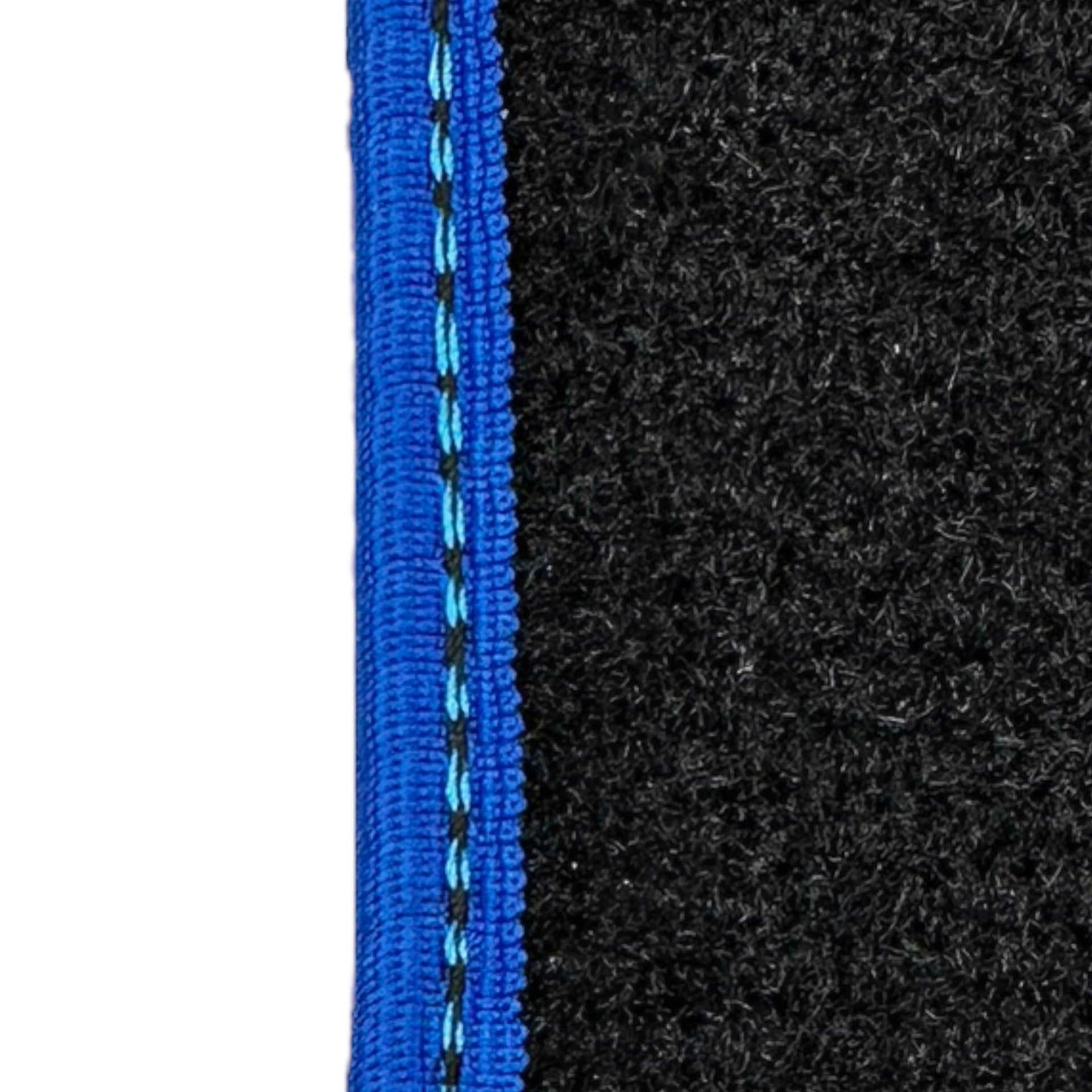 Black Floor Mats with Blue Trim for Pontiac FireBird (1970-1981) with Trans Am Logo - AutoWin