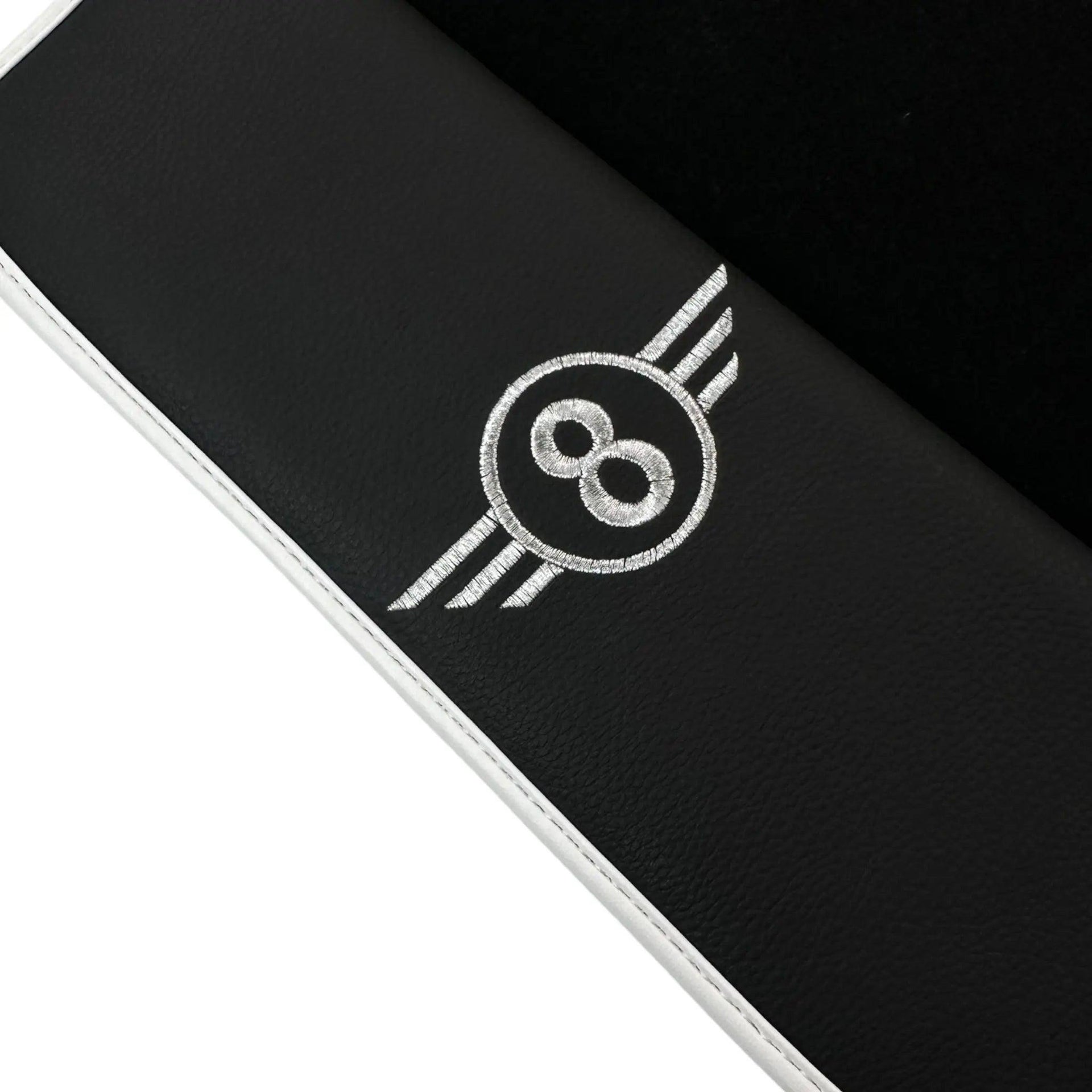 Black Floor Mats for Mini Cooper F56 (2013-2022) with Leather | White Trim - AutoWin