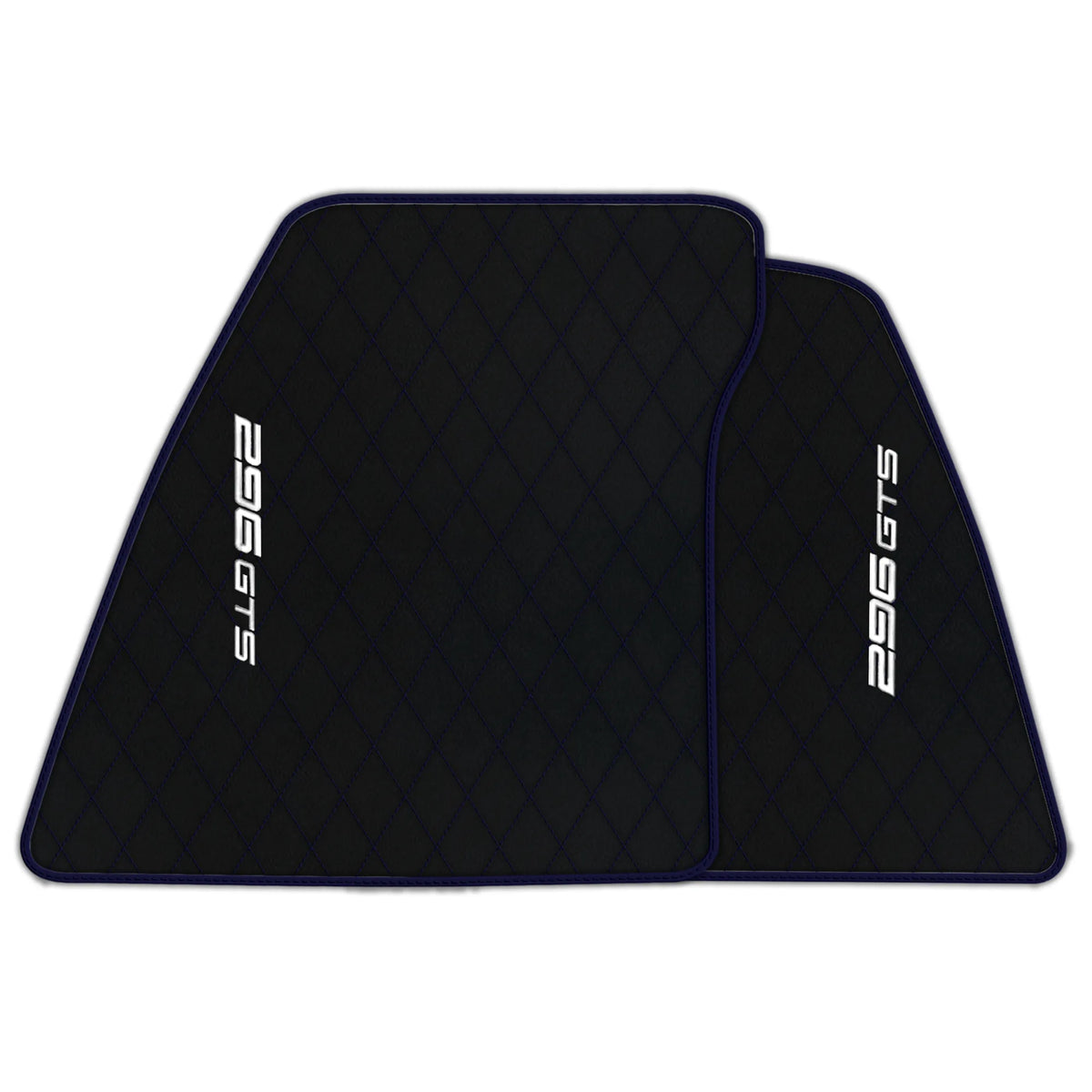 Black Leather Floor Mats for Ferrari 296 GTS (2022-2027) with Single Diamond Pattern | Full Set Option