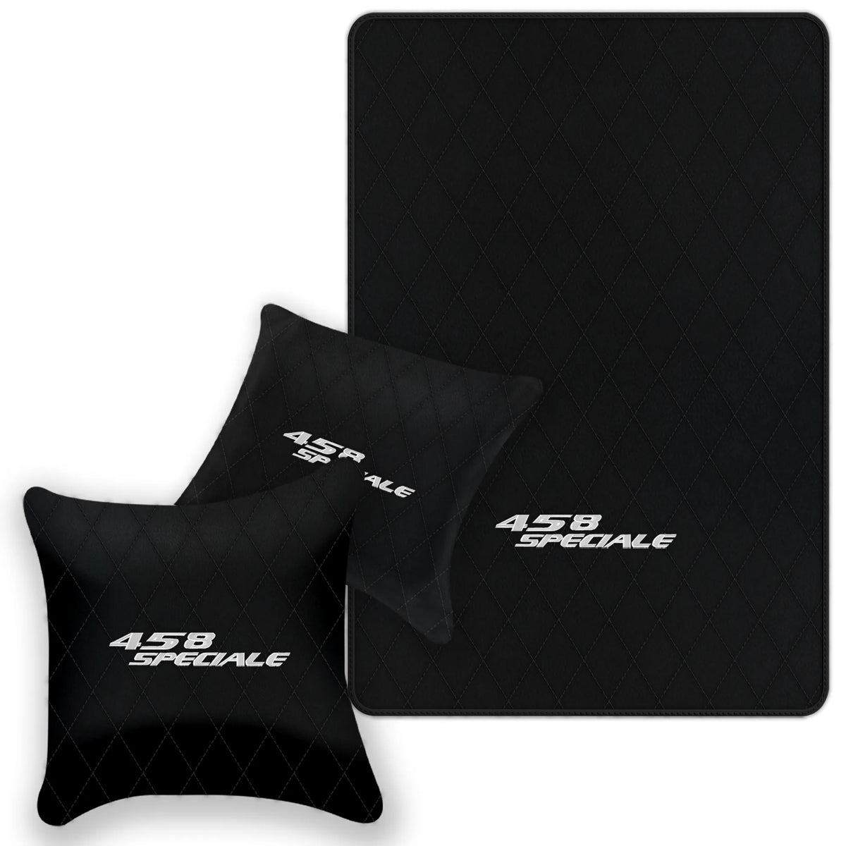 Black Leather Floor Mats for Ferrari 458 Speciale (2012-2015) with Single Diamond Pattern | Full Set Option