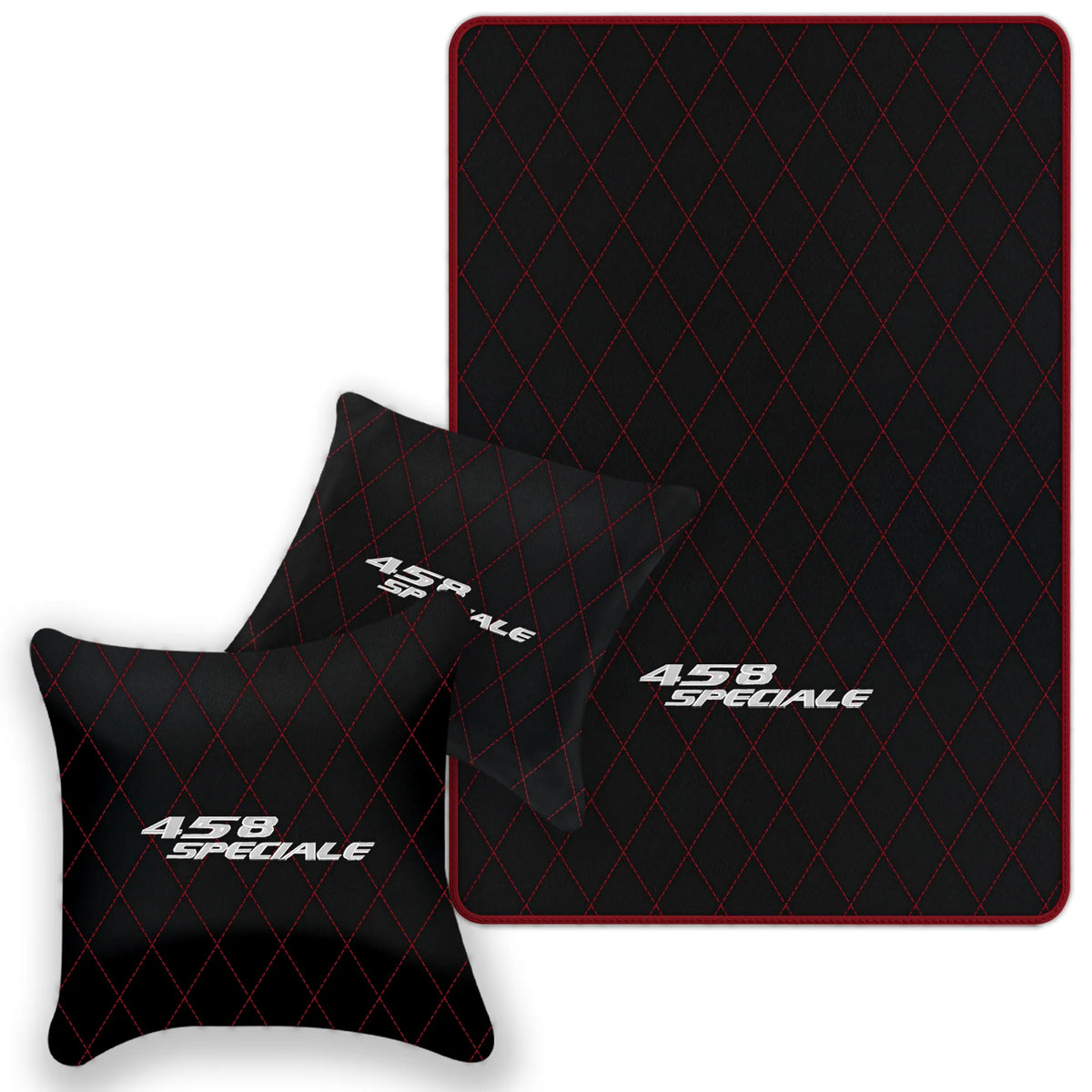 Black Leather Floor Mats for Ferrari 458 Speciale (2012-2015) with Single Diamond Pattern | Full Set Option