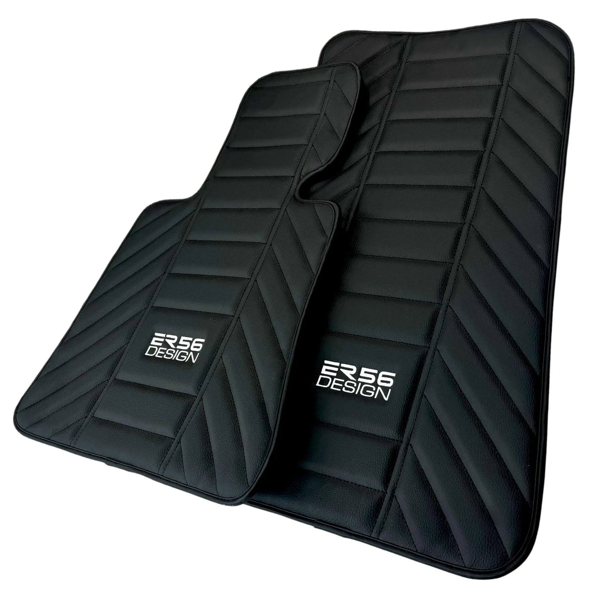 Black Leather Floor Mats for Rolls Royce Ghost Series II (2021-2024) ER56 Design - AutoWin