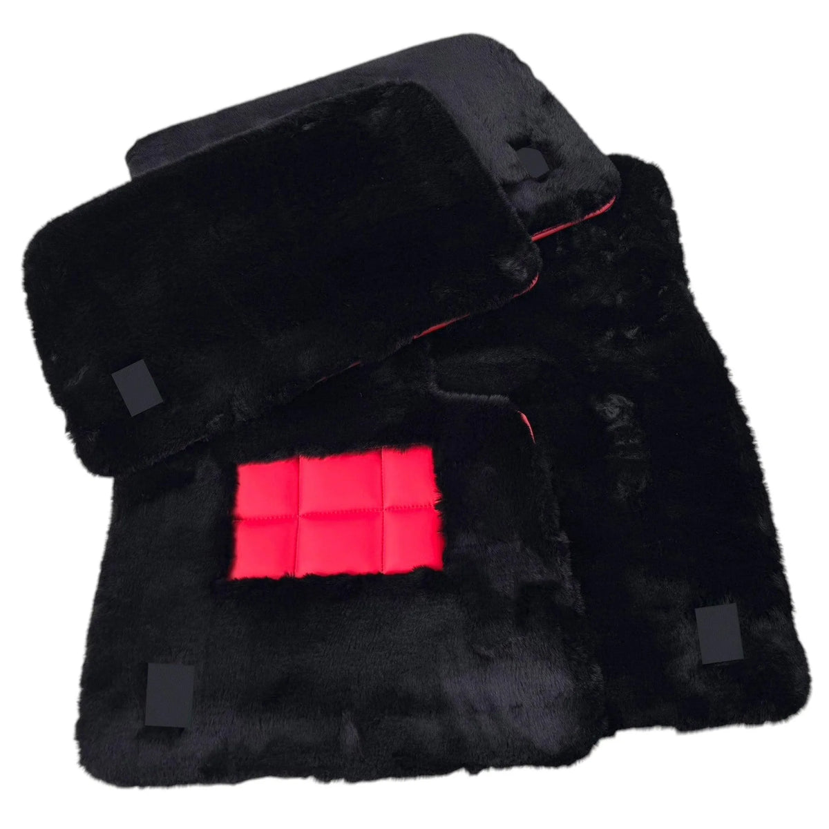 Black Sheepskin Floor Mats for Rolls Royce Phantom Drophead Coupe (2007-2016) Various Leather Colors