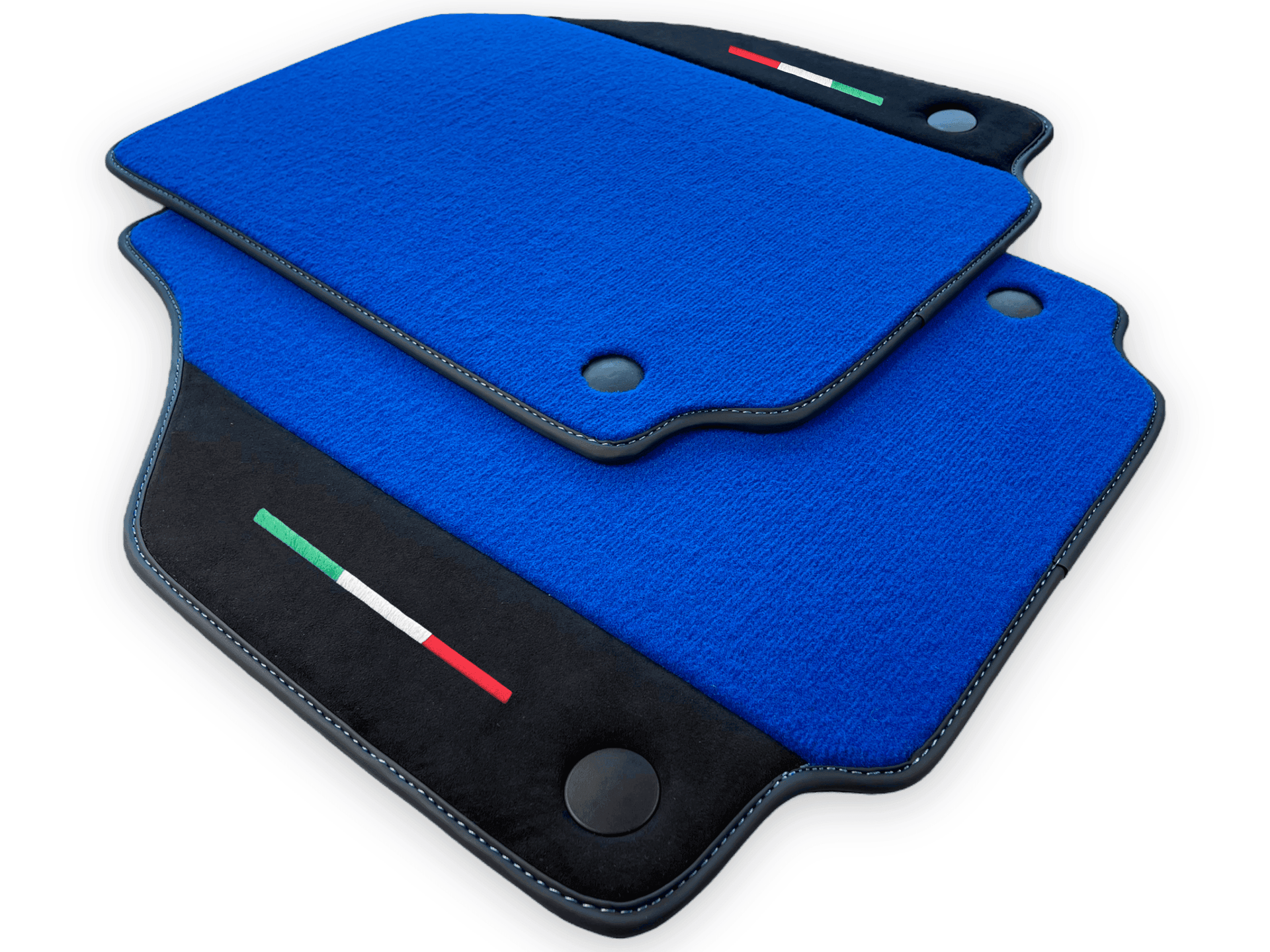 Blue Floor Mats For Ferrari 488 GTB 2016-2022 Carpets With Alcantara Leather - AutoWin