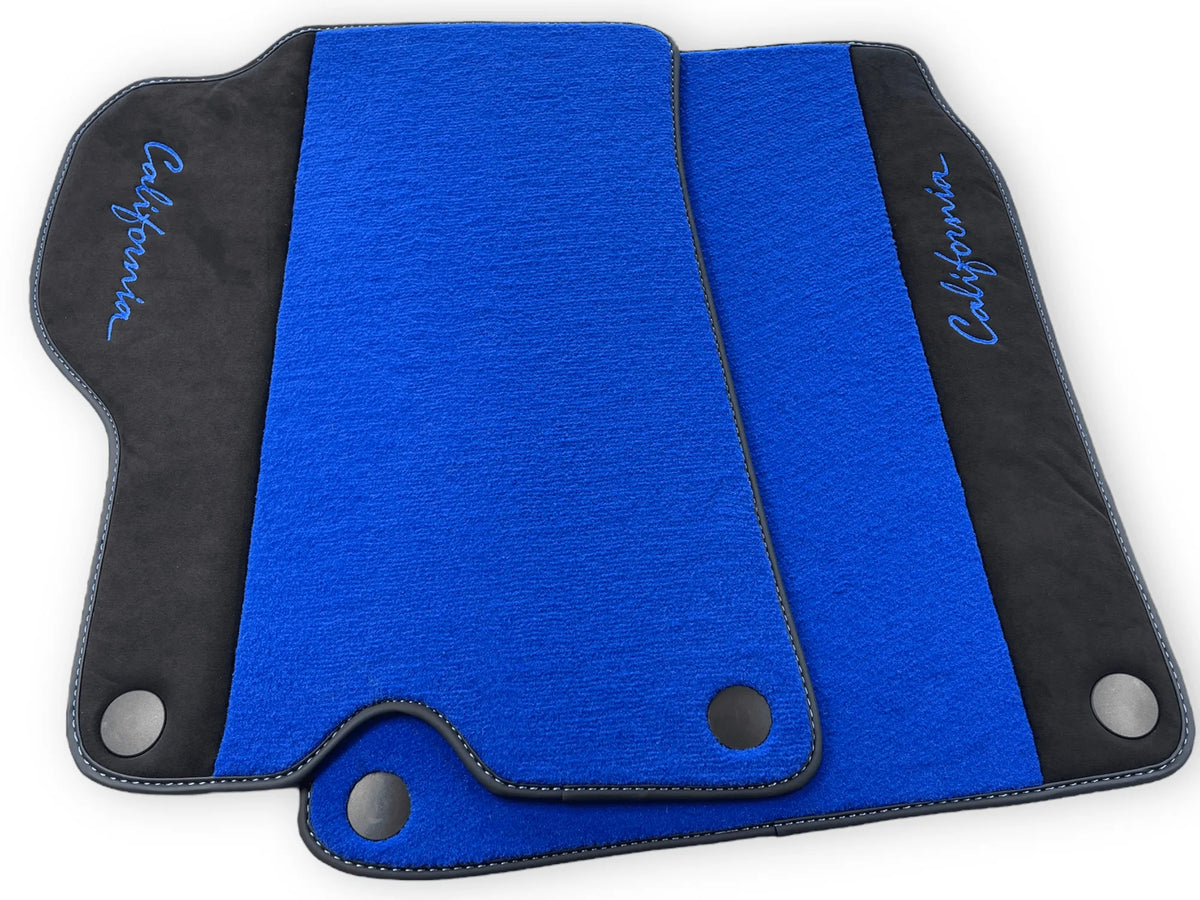 Blue Floor Mats For Ferrari California 2008-2014 With Alcantara - AutoWin