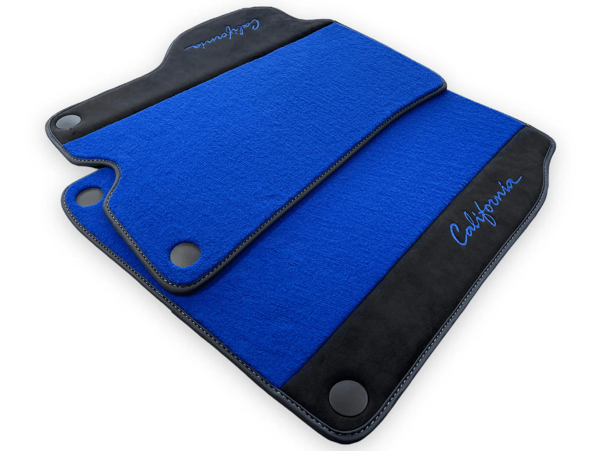 Blue Floor Mats For Ferrari California 2008-2014 With Alcantara - AutoWin