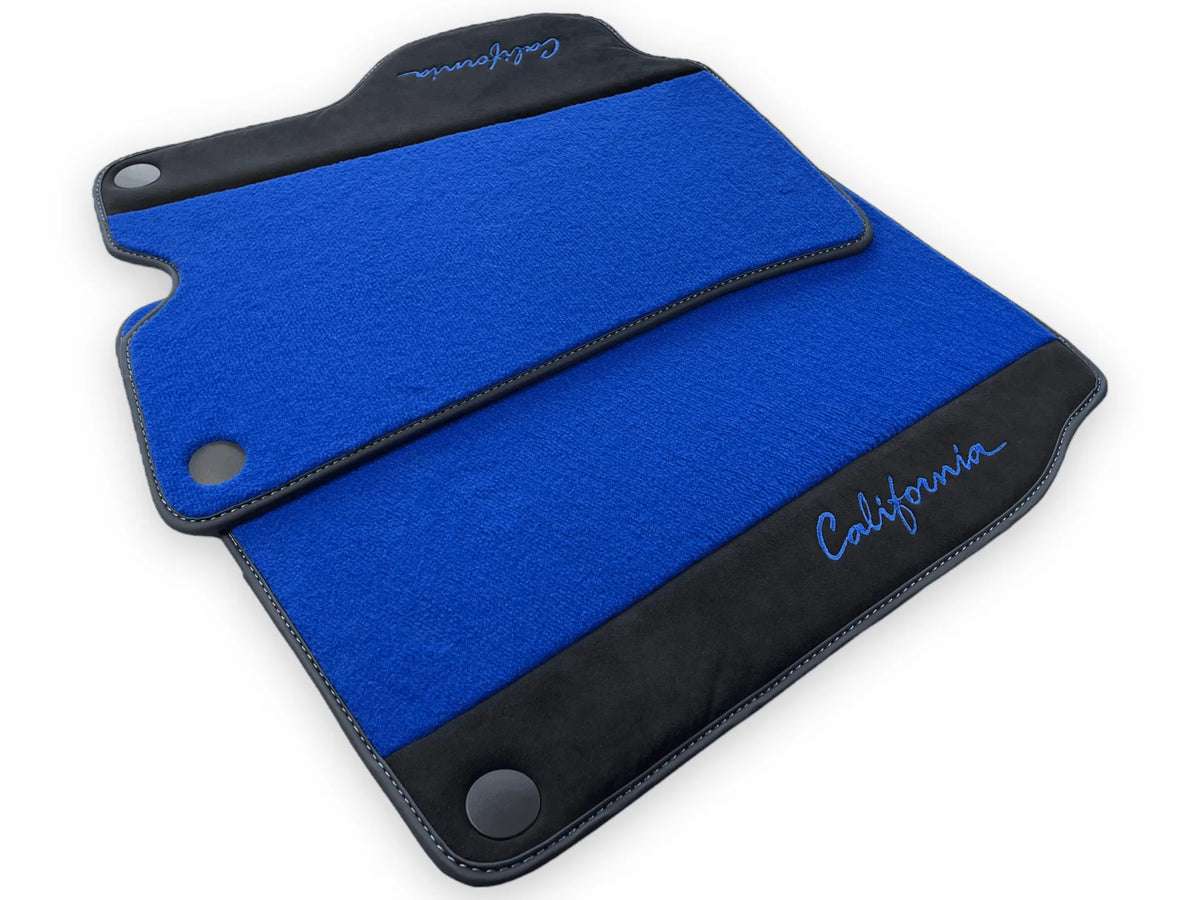 Blue Floor Mats For Ferrari California 2008-2014 With Alcantara - AutoWin