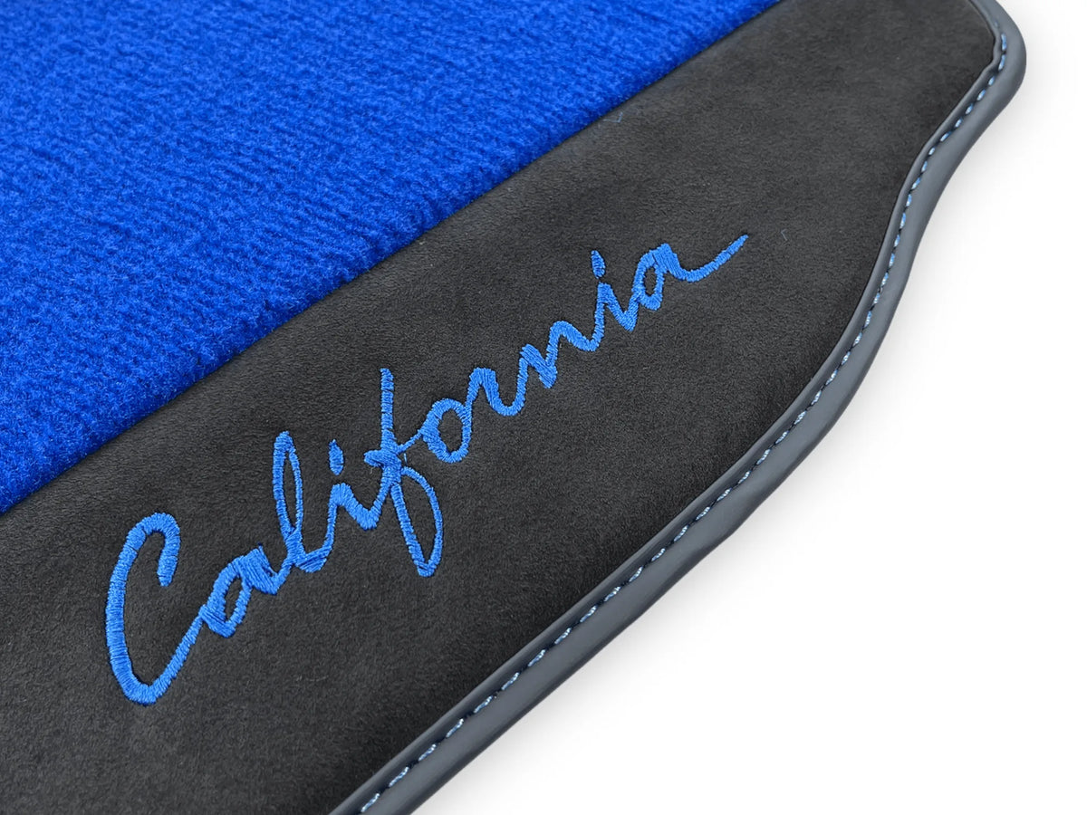 Blue Floor Mats For Ferrari California 2008-2014 With Alcantara - AutoWin