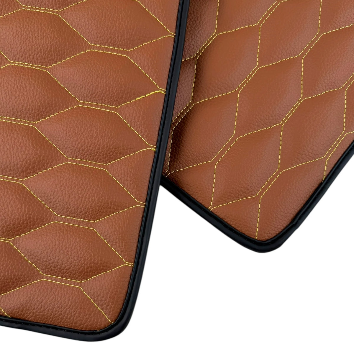 Brown Leather Viper Hex Pattern Floor Mats for Ferrari Purosangue (2023-2027) with Italian Flag