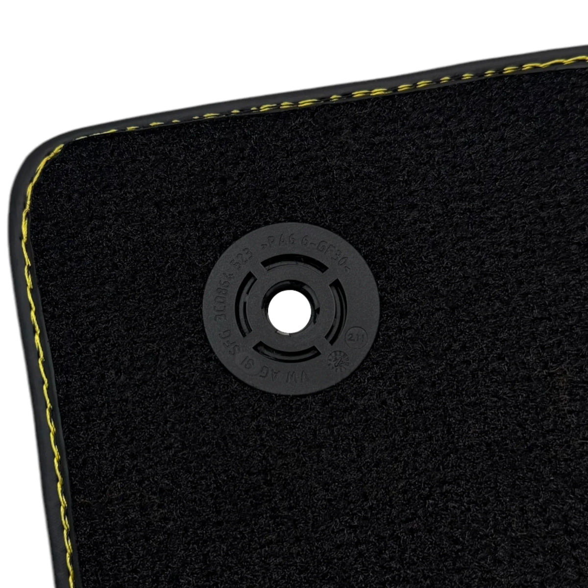 Customizable Black Leather Floor Mats for Lamborghini Aventador S | Yellow Stitching