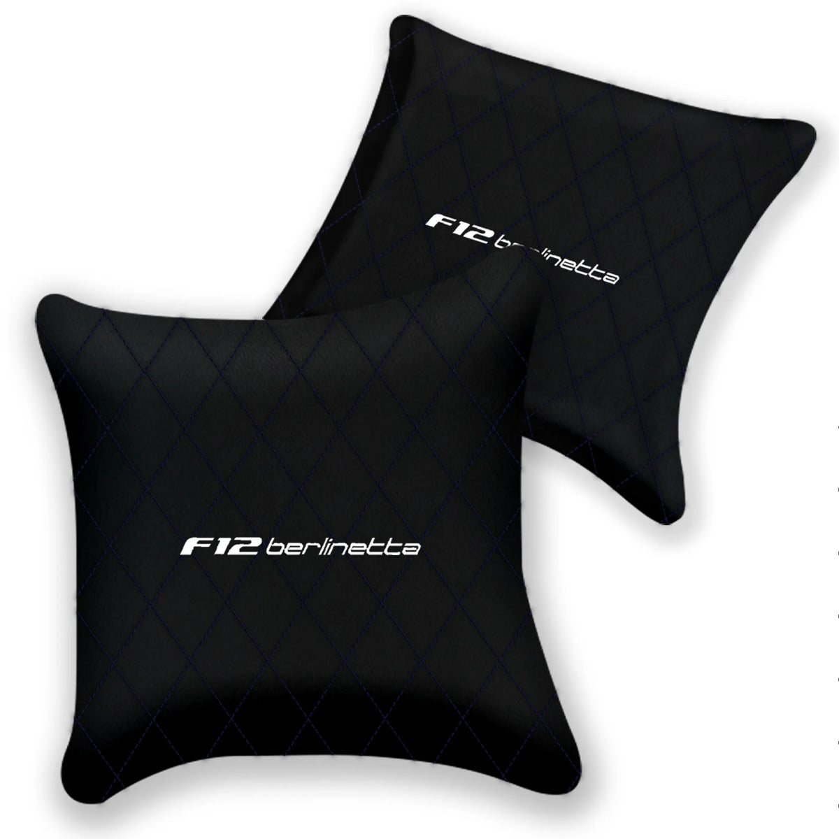 Customizable Black Leather Pillows Set of 2 for Ferrari F12 Berlinetta (2012-2022) - Various Stitching Colors