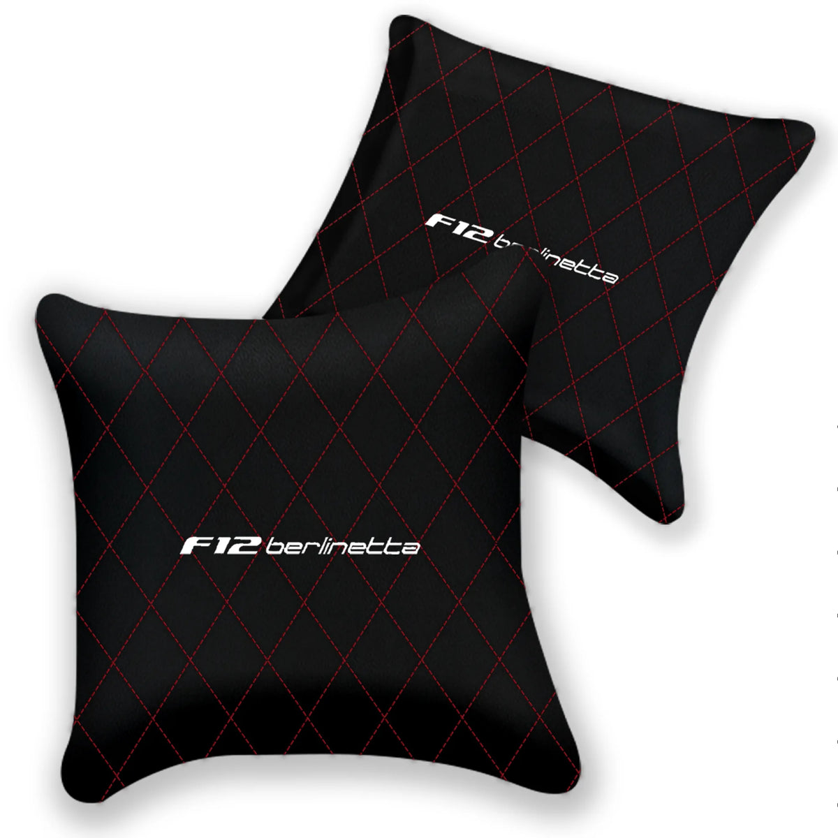 Customizable Black Leather Pillows Set of 2 for Ferrari F12 Berlinetta (2012-2022) - Various Stitching Colors