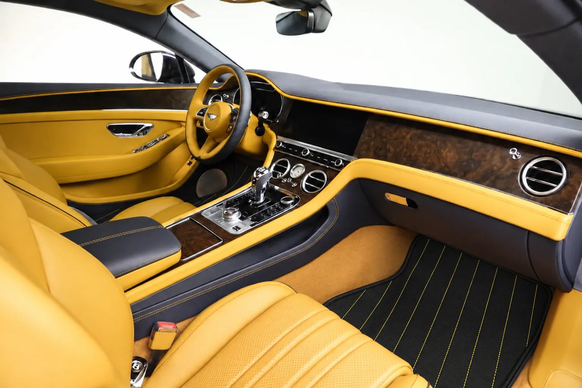 Customizable Leather Floor Mats with Line Pattern for Bentley Continental GT (2018–2023) inside the vehicle