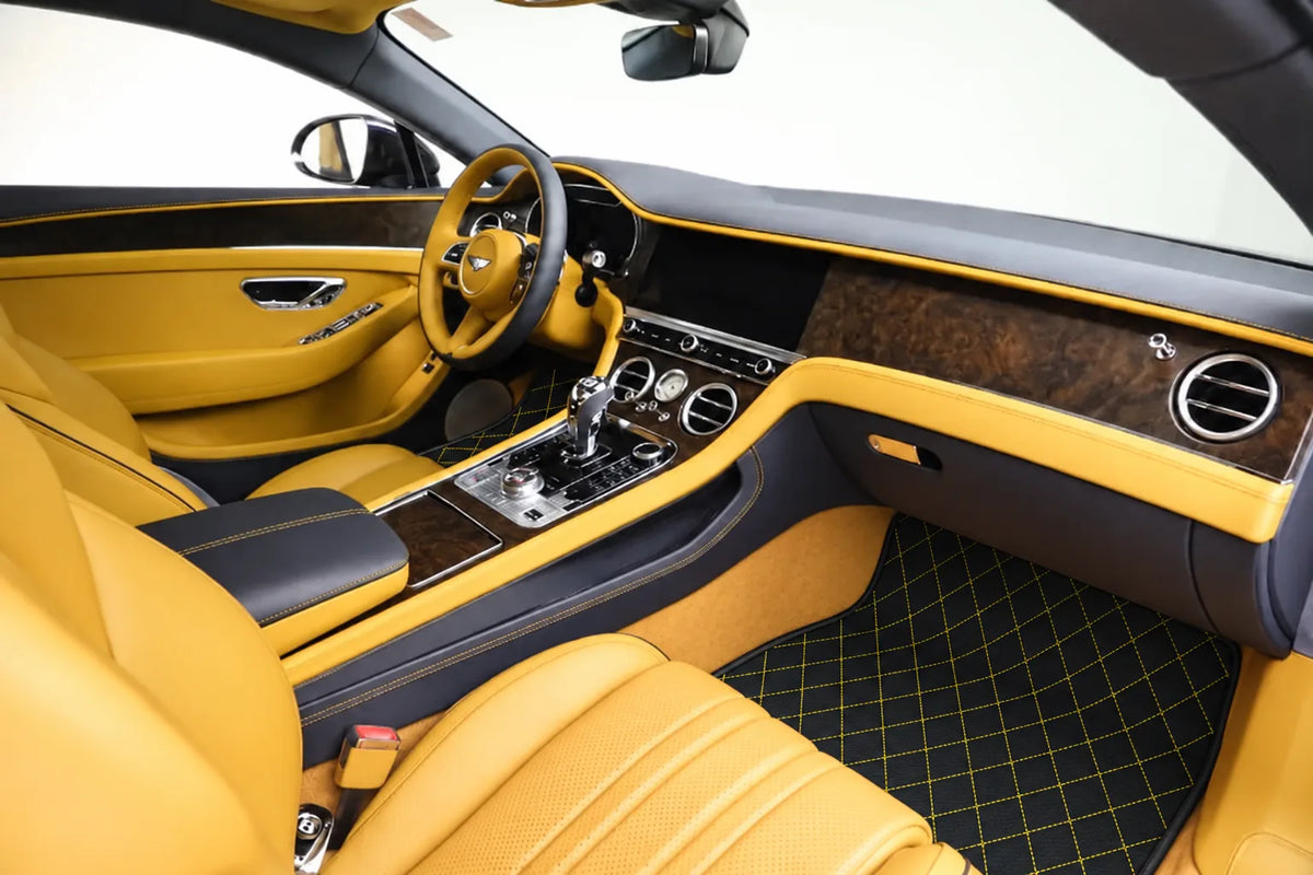 Customizable Leather Floor Mats with Single Diamond Pattern for Bentley Continental GT (2018–2023) inside the vehicle