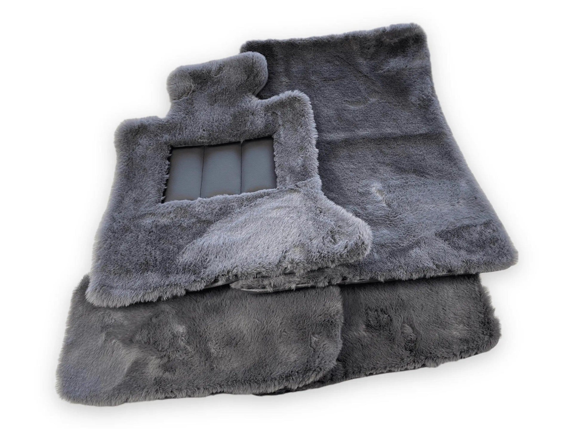 Dark Gray Sheepskin Floor Mats For Bentley Bentayga Design Brand - AutoWin