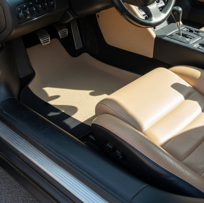 Customizable Leather Floor Mats with Raptor Hex Pattern for Lamborghini Diablo (1990-2001) - AutoWin