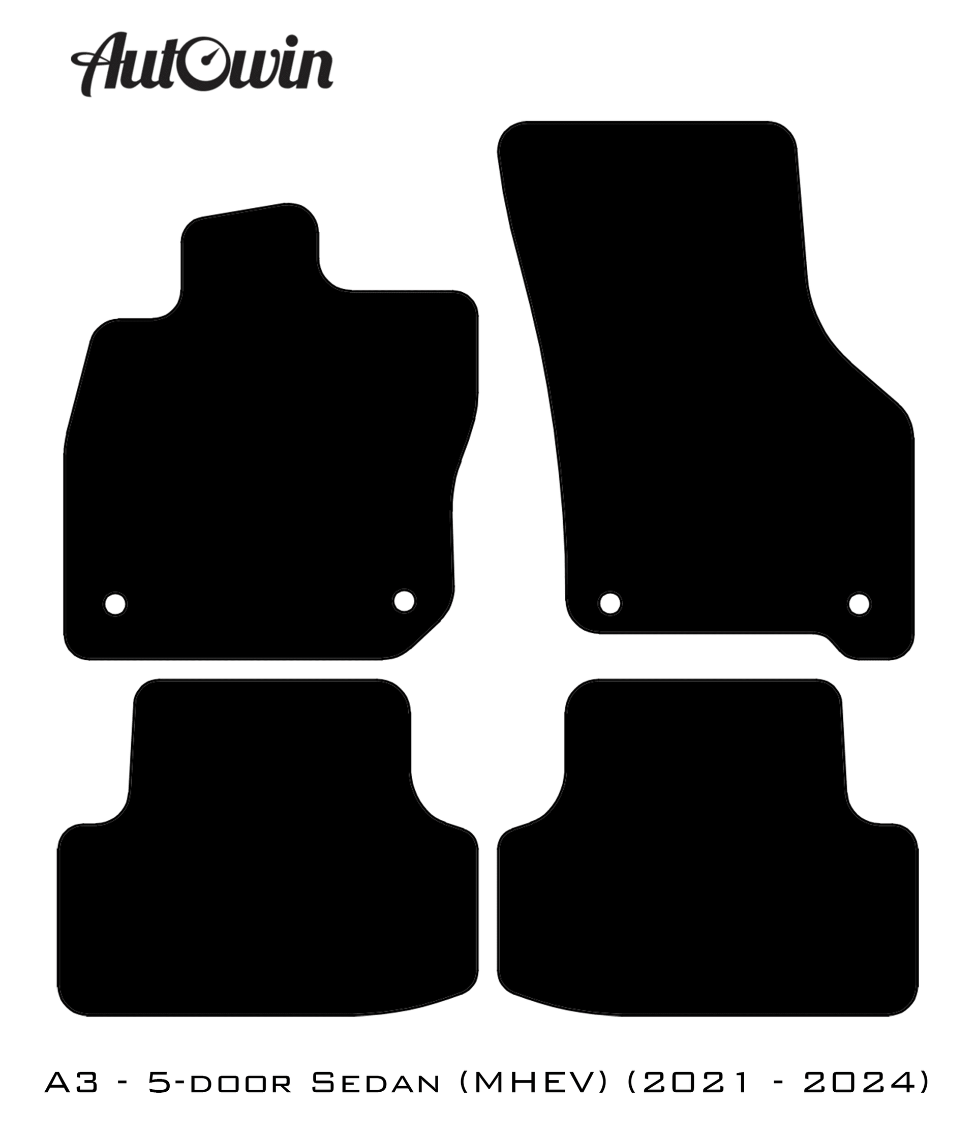 Floor Mats for Audi A3 - 5-door Sedan (MHEV) Mild Hybrid Electric Vehicle (2021 - 2024) ER56 Design - AutoWin