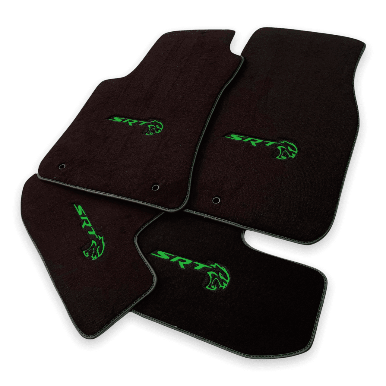 Floor Mats For Dodge Challenger Srt 2011-2021 With Green Logo - AutoWin