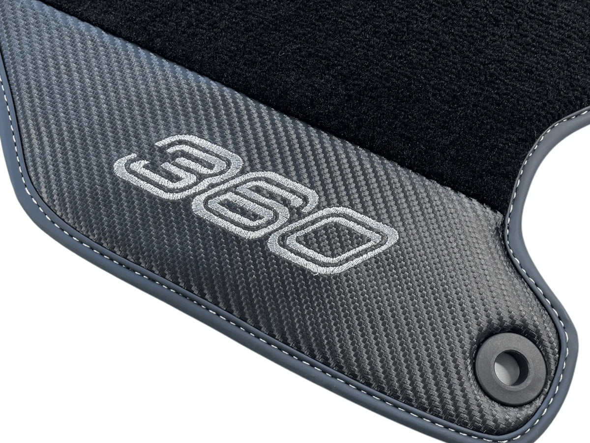 Floor Mats For Ferrari 360 Modena 1999-2005 Black With Carbon Fiber Leather - AutoWin