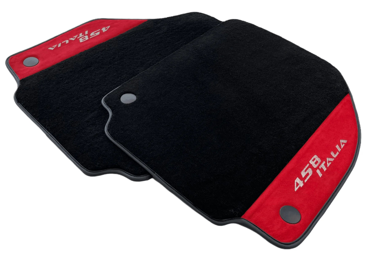 Floor Mats For Ferrari 458 Italia 2009-2015 Red Alcantara Leather - AutoWin