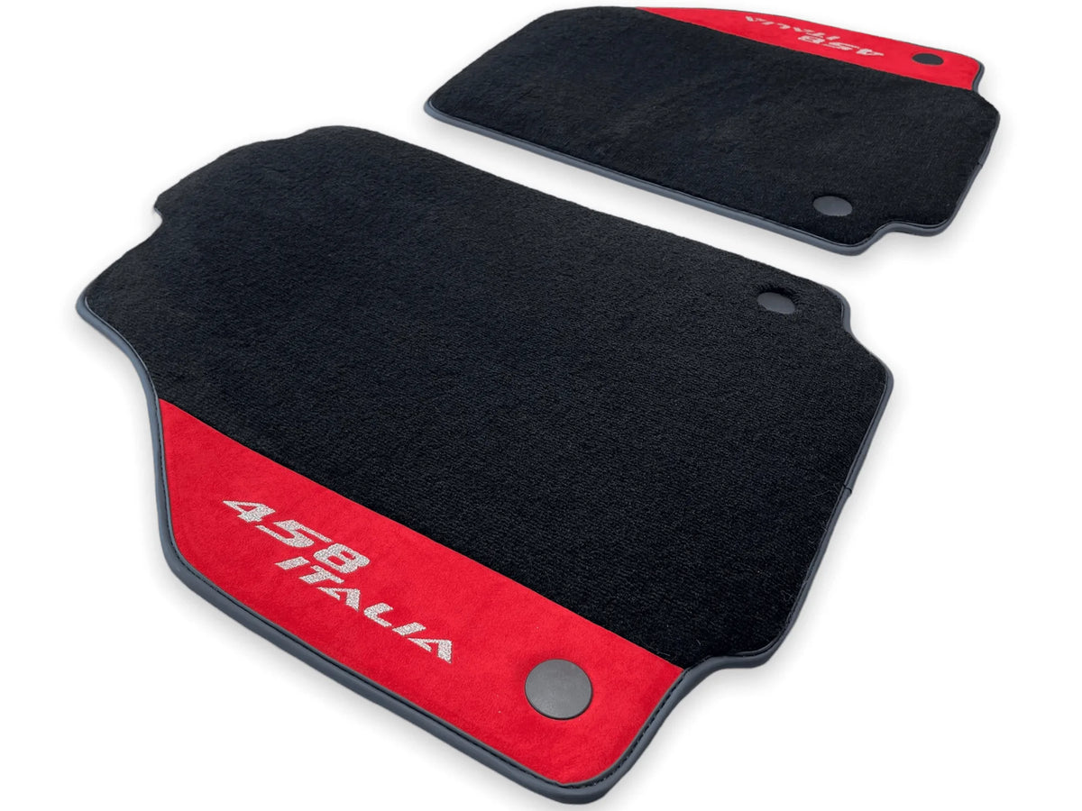 Floor Mats For Ferrari 458 Italia 2009-2015 Red Alcantara Leather - AutoWin