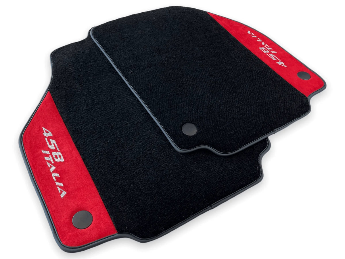Floor Mats For Ferrari 458 Italia 2009-2015 Red Alcantara Leather - AutoWin