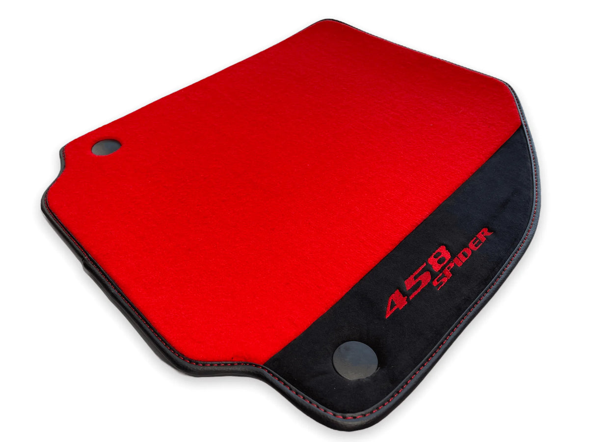 Floor Mats For Ferrari 458 Spider 2012-2015 Red Carpet And Alcantara Leather - AutoWin