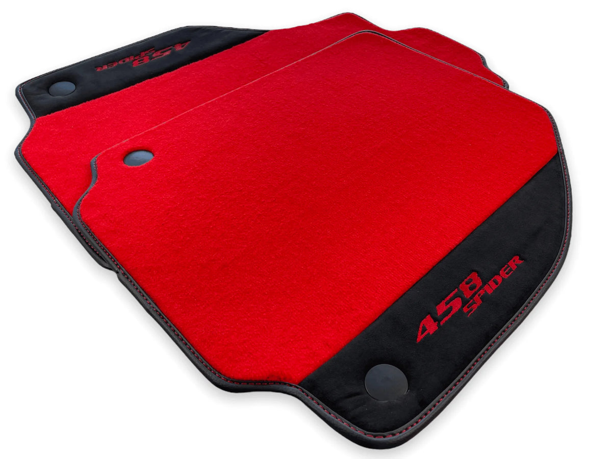 Floor Mats For Ferrari 458 Spider 2012-2015 Red Carpet And Alcantara Leather - AutoWin