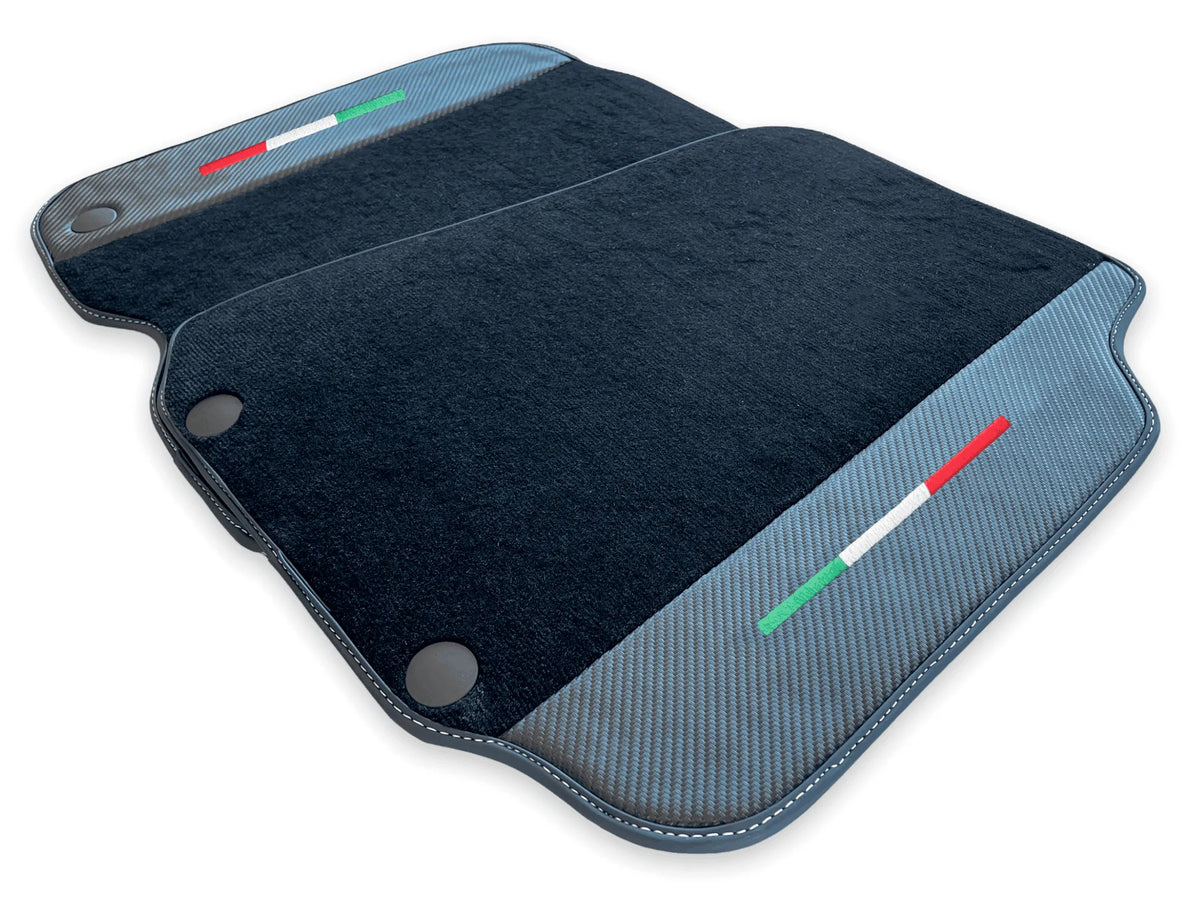 Floor Mats For Ferrari 812 GTS (2019-2023) Carbon Fiber And Black Carpet - AutoWin