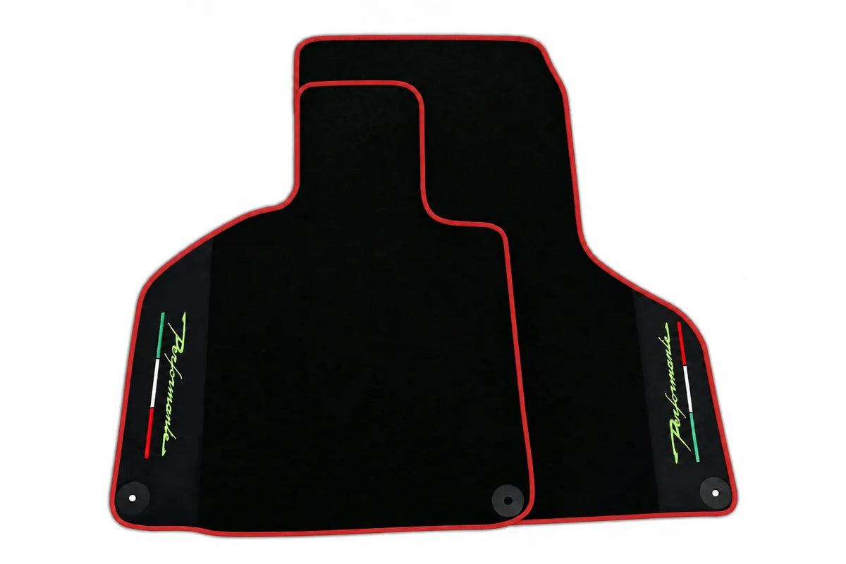 Floor Mats for Lamborghini Huracan Perfomante with Alcantara Leather | Various Trim Colors Red trim